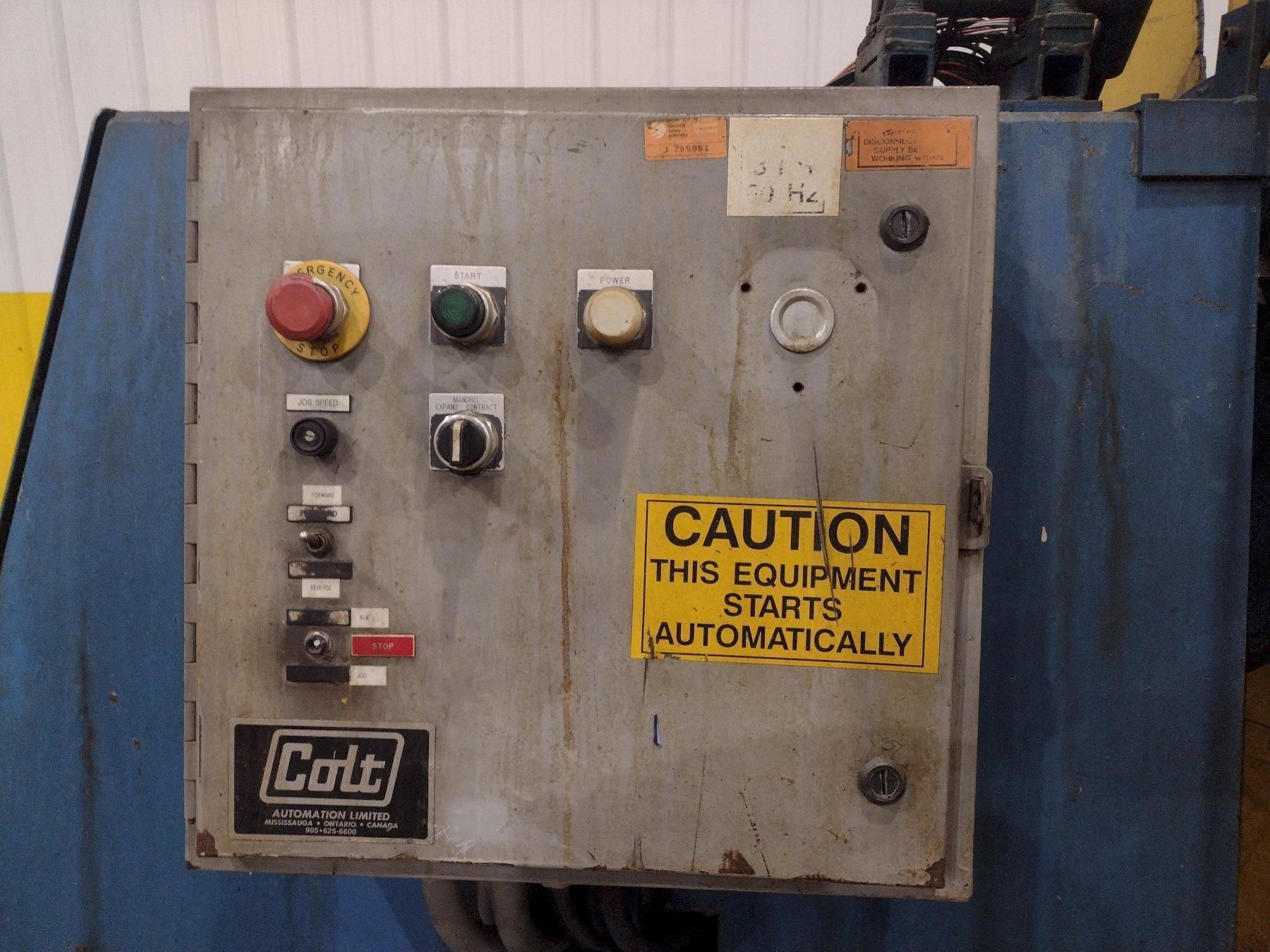 6,000 X 12" COLT MODEL #CR-60-12 MOTORIZED COIL REEL UNCOILER USED 16
