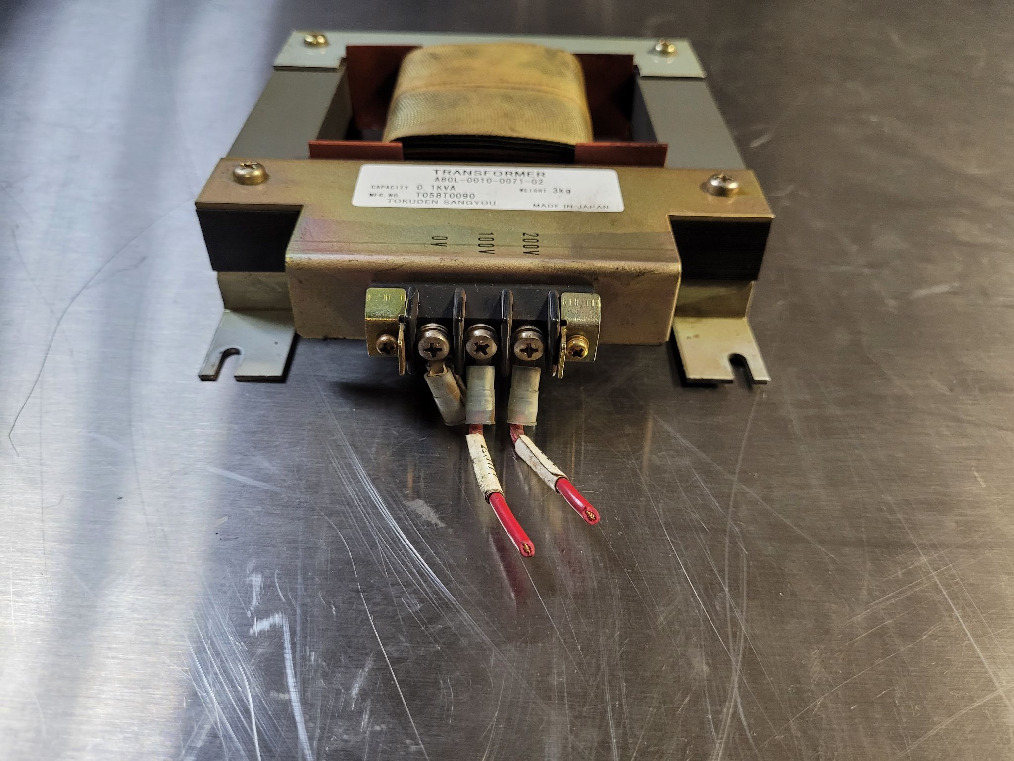 TOKUDEN SANGYOU A80L-0010-0071-02 0.1KVA Transformer USED 1