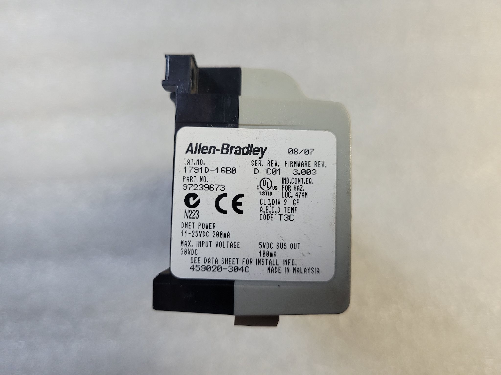 ALLEN BRADLEY 1791D-16B0 COMPACT BLOCK I/O USED 1