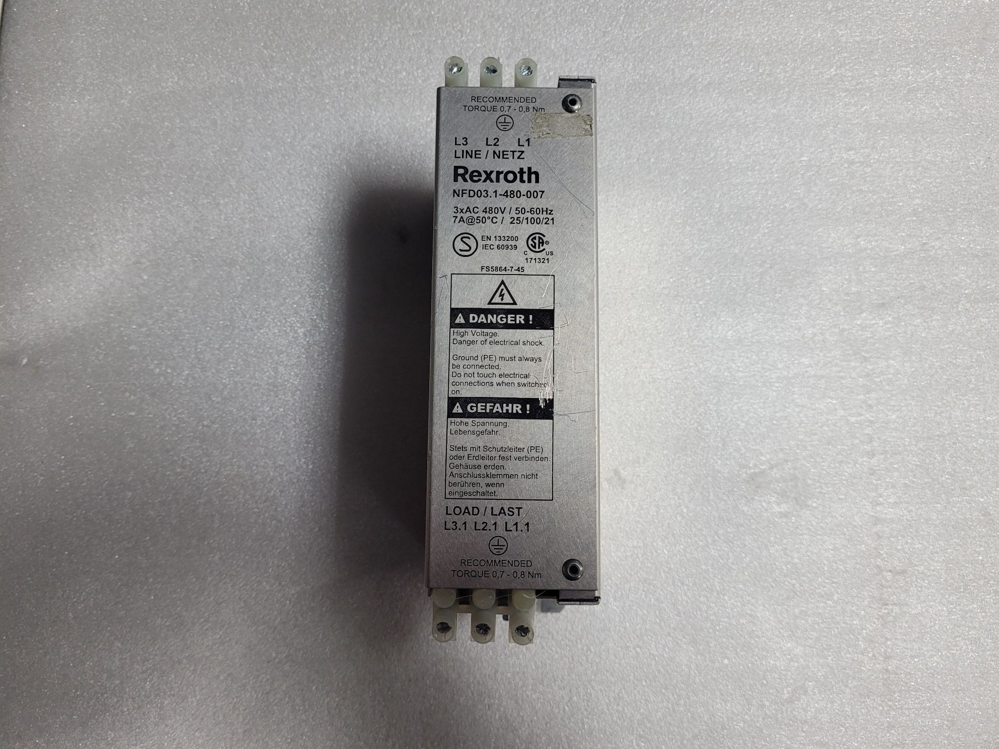 REXROTH NFD03.1-480-007 POWER LINE FILTER USED 1