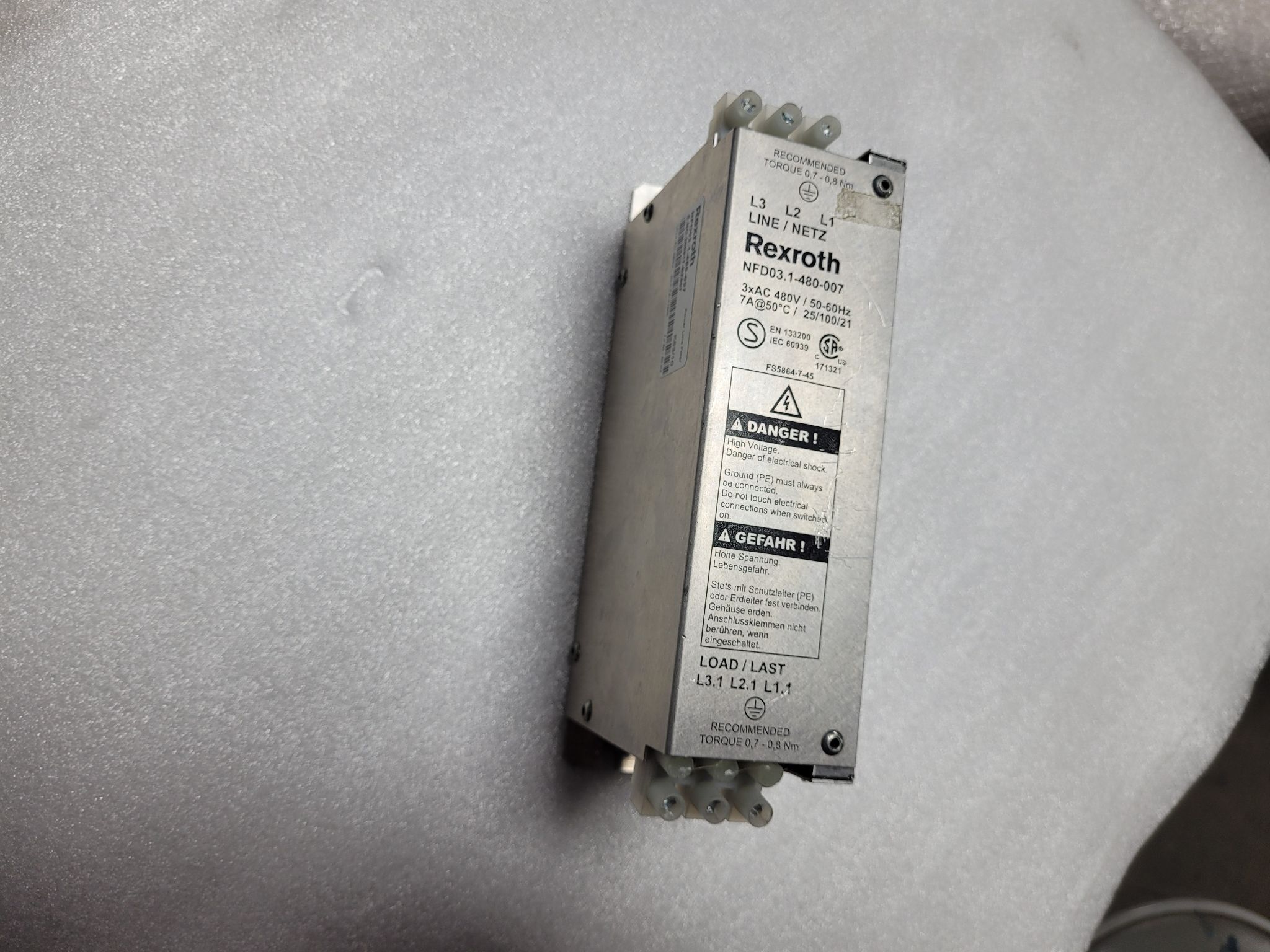 REXROTH NFD03.1-480-007 POWER LINE FILTER USED 0