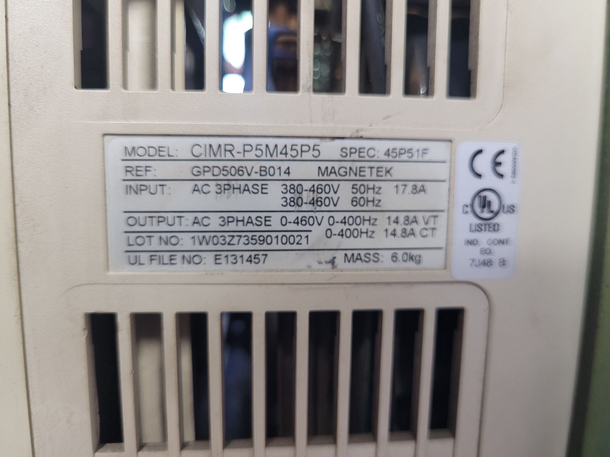 YASKAWA GPD 506/P5 CIMR-P5M45P5 AC DRIVE USED 2