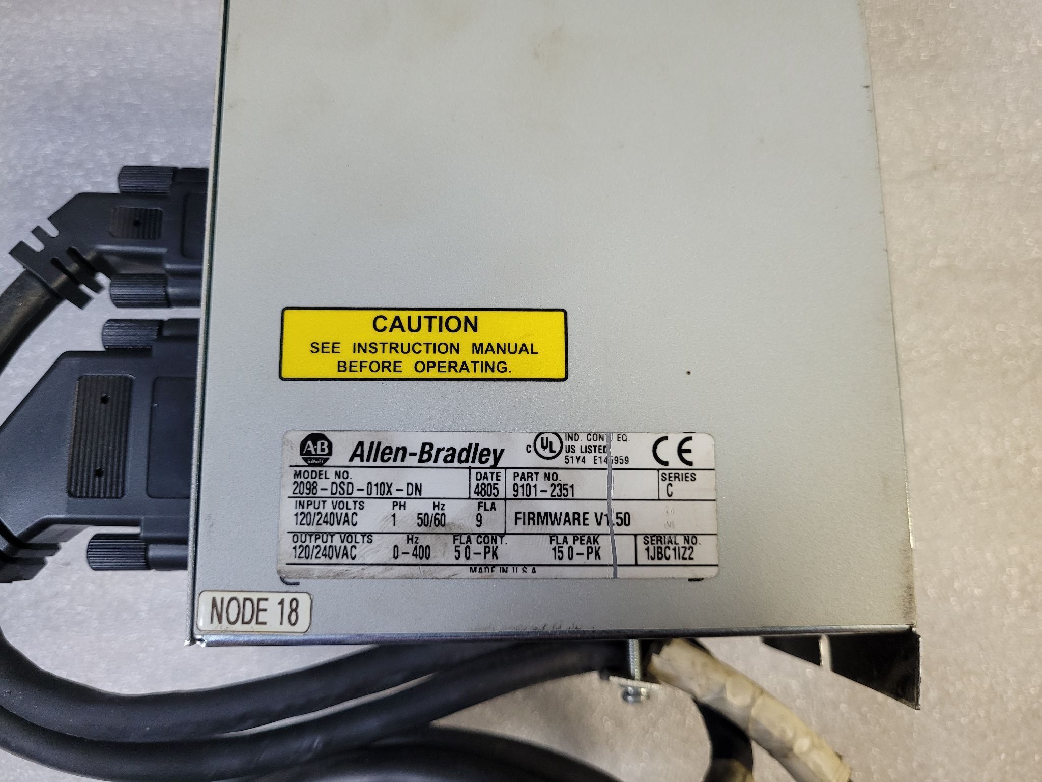ALLEN BRADLEY 2098-DSD-010X-DN ULTRA 3000i SERVO DRIVE USED 3