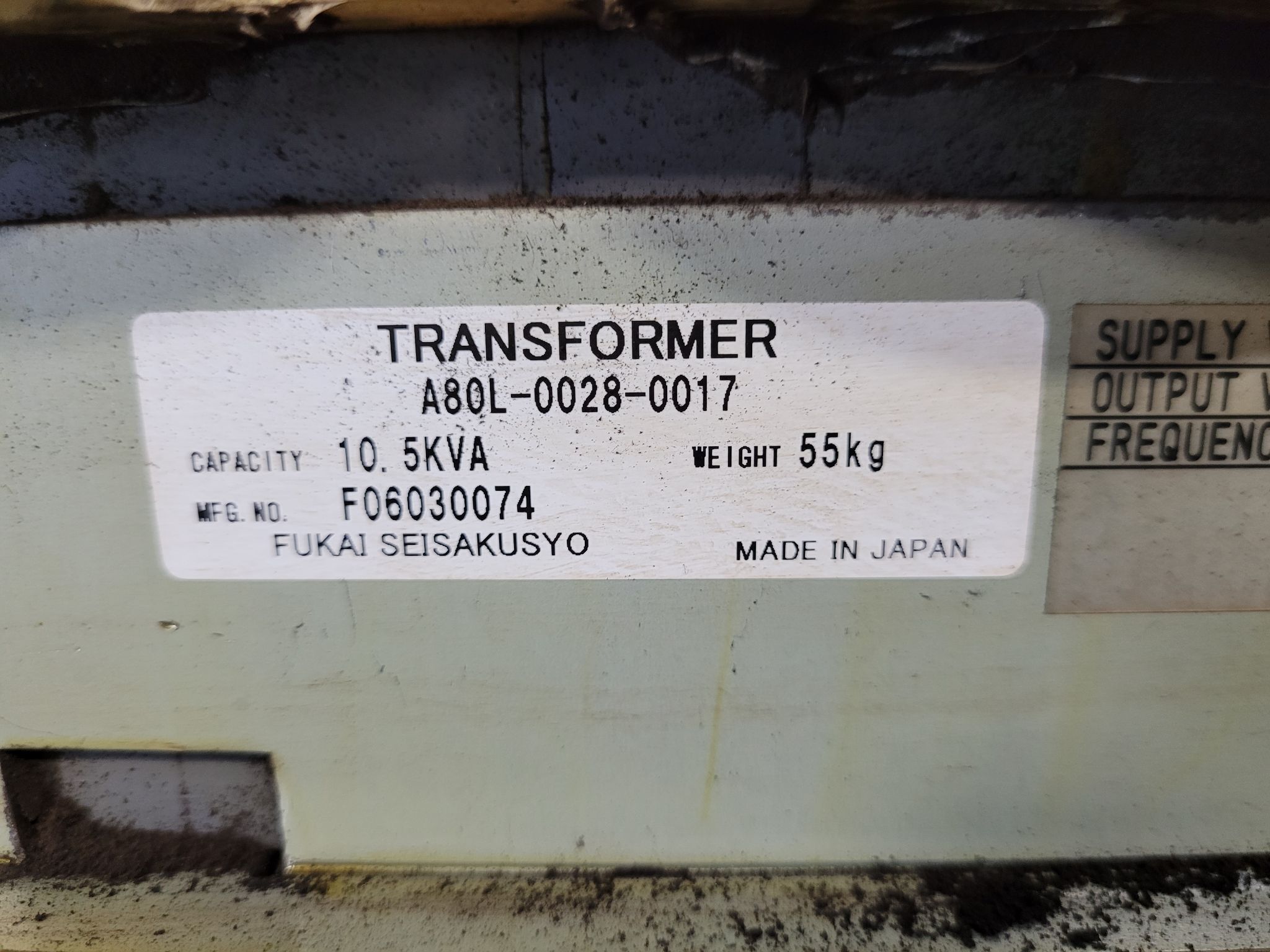FANUC A80L-0028-0017 Robotic Transformer 10.5 KVA USED 2