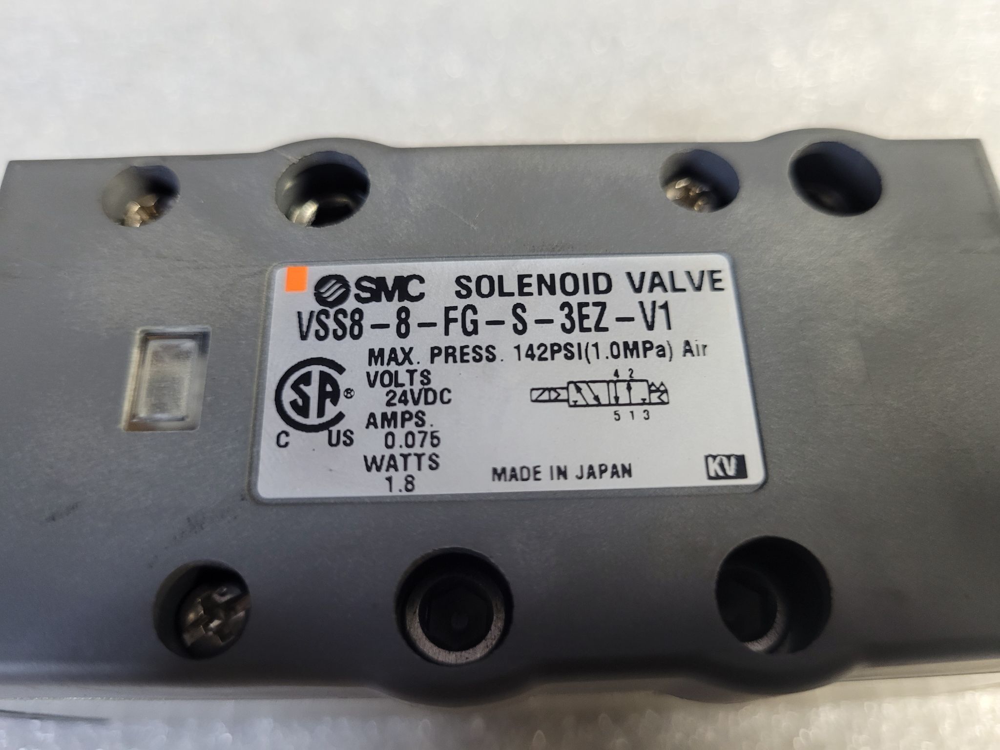 SMC VSS8‑8‑FG‑S‑3EZ‑V1 ISO Solenoid Valve 24 VDC 4‑Port USED 2