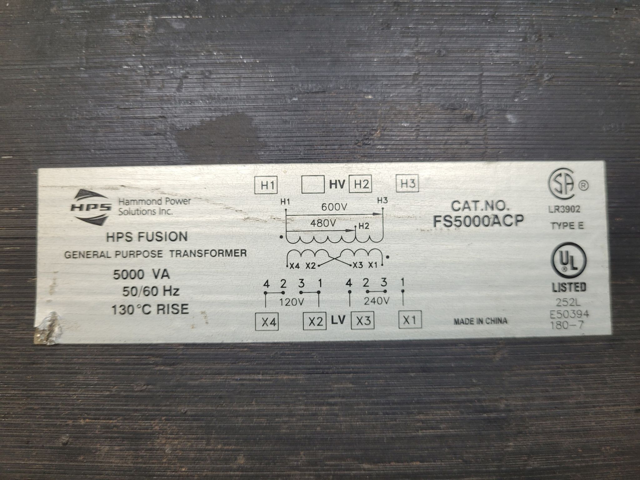HPS FS5000ACP 480/600V - 120/240V, 5000VA, 1 PH USED 2