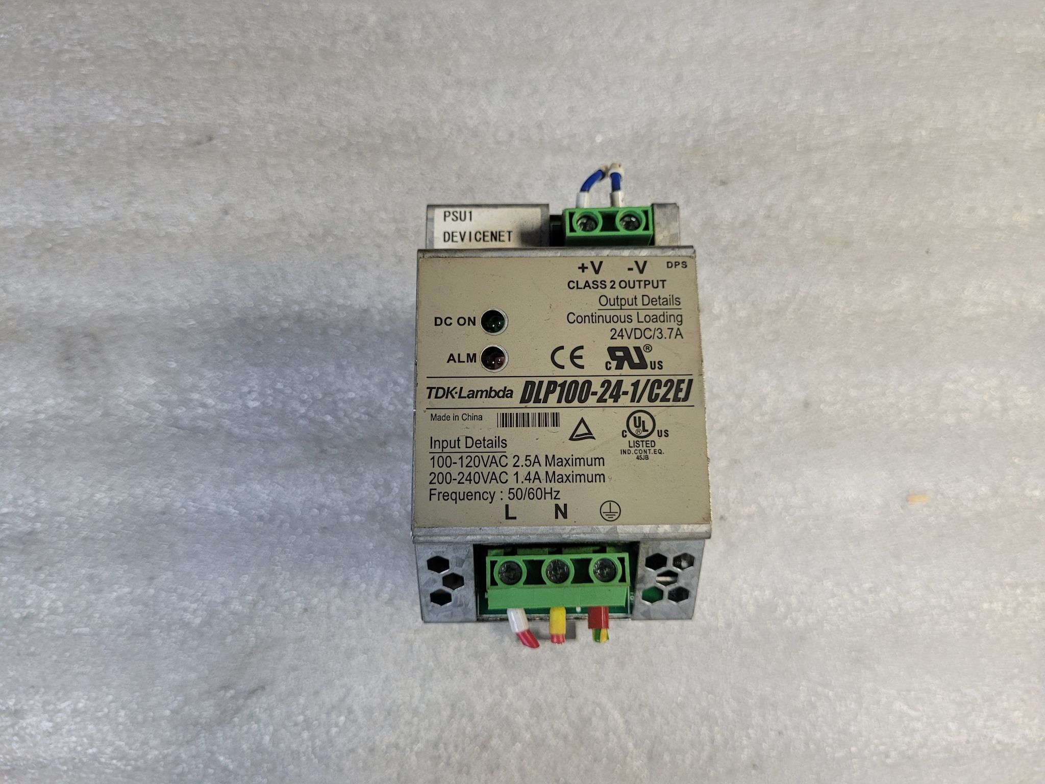 TDK-LAMBDA DLP100-24-1/C2EJ DIN Rail Power Supply 24V 3.7A 89W USED 0