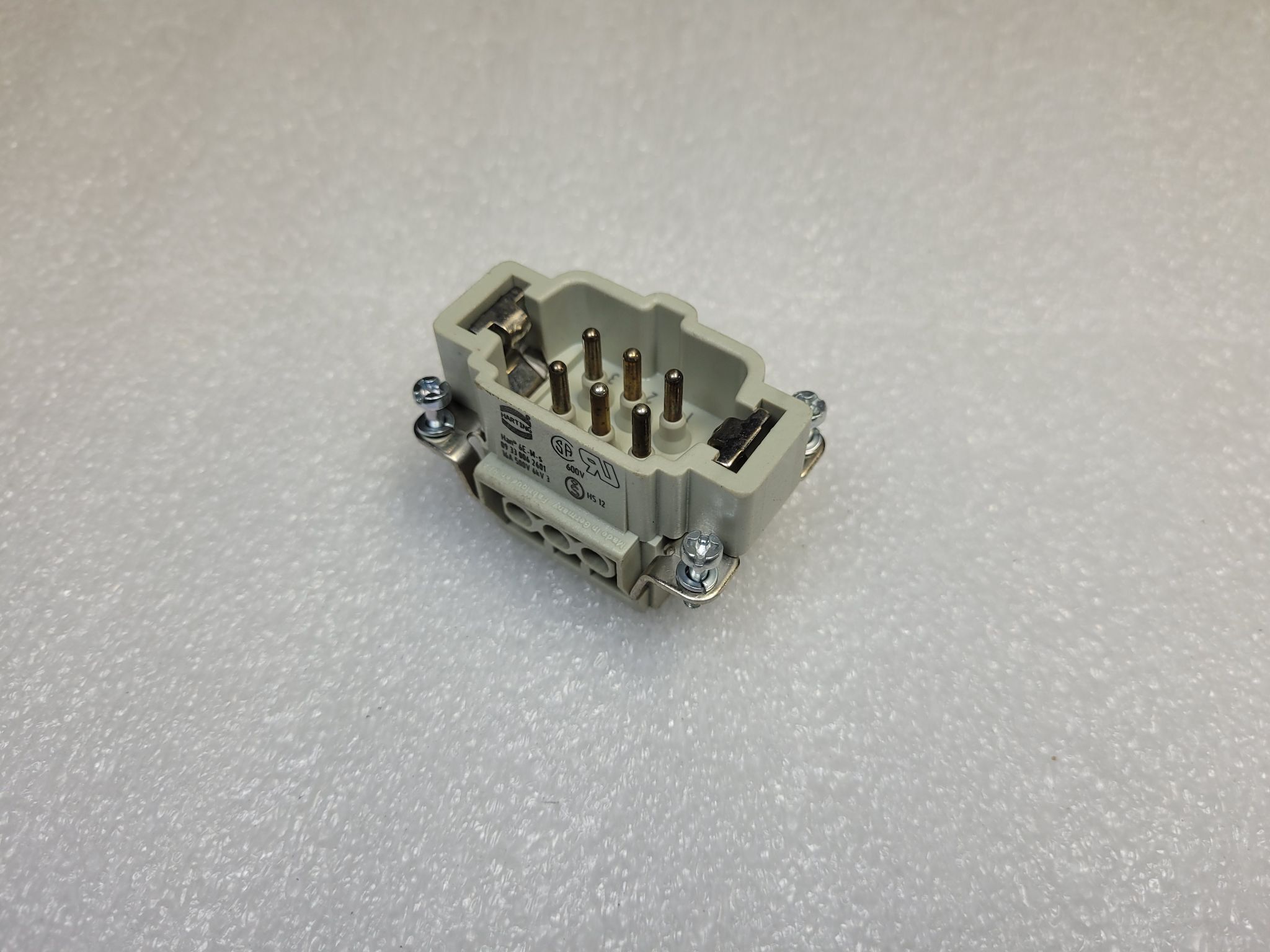 HARTING Han-6E-STI-S Male Connector Insert 6-Pin 16A 500V NEW 1