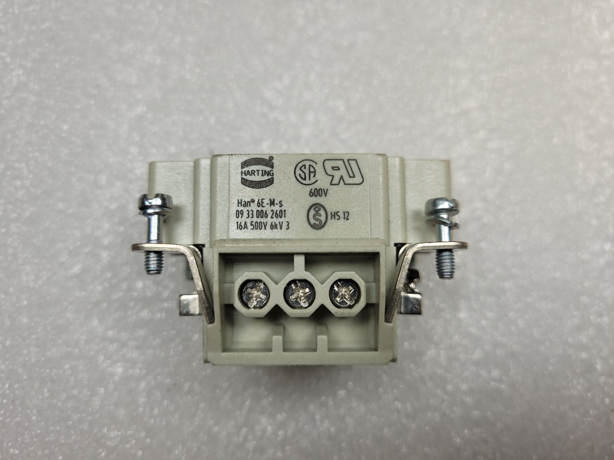 HARTING Han-6E-STI-S Male Connector Insert 6-Pin 16A 500V NEW 3