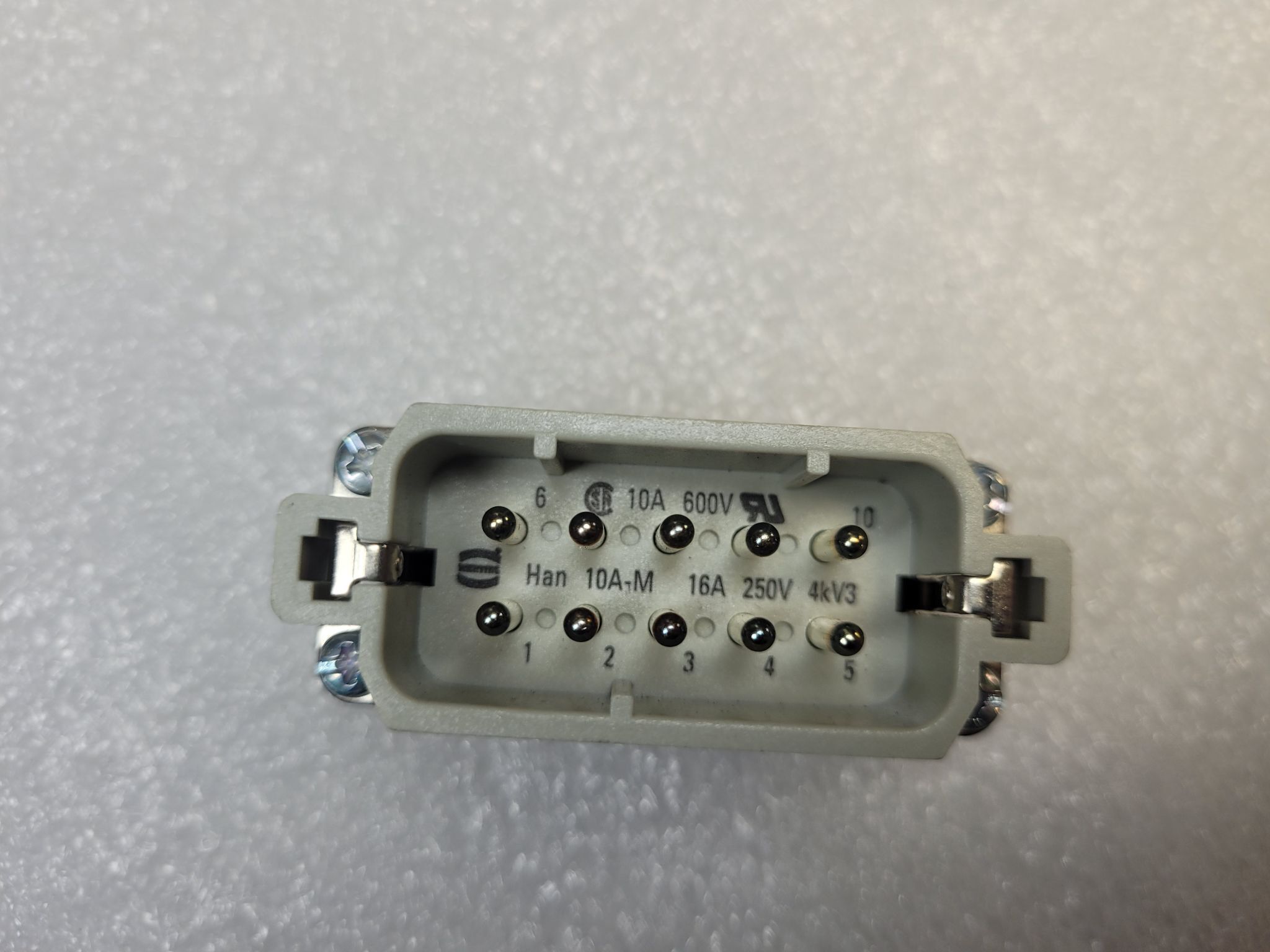 HARTING Han-10A-STI-S Male Connector Insert 10-Pin 16A 250V NEW 2