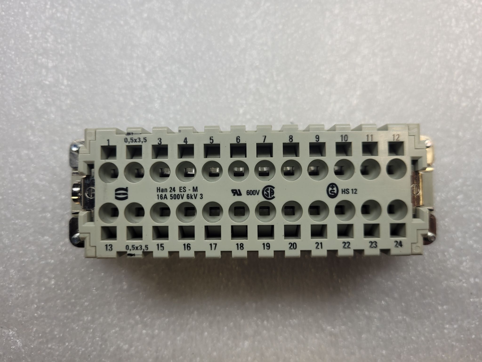 HARTING Han-24ES-STI Male Connector Insert 24-Pin 16A 500V NEW 3