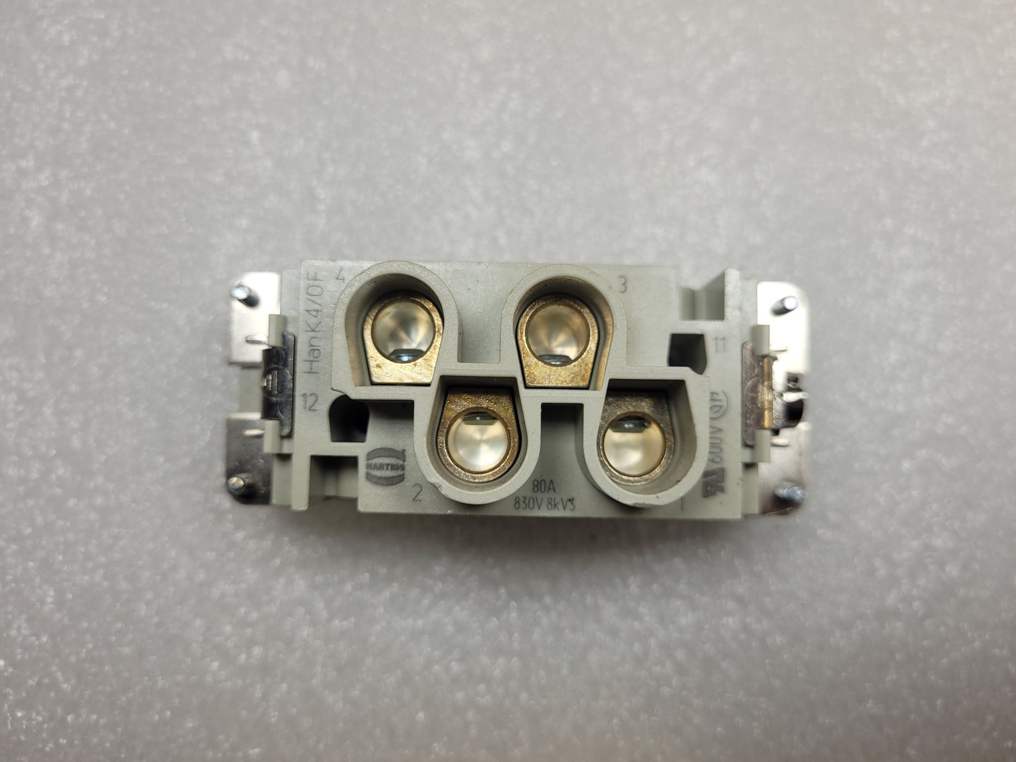 HARTING Han-K4/0-BU-S Female Connector Insert 4-Pin 80A 830V NEW 3
