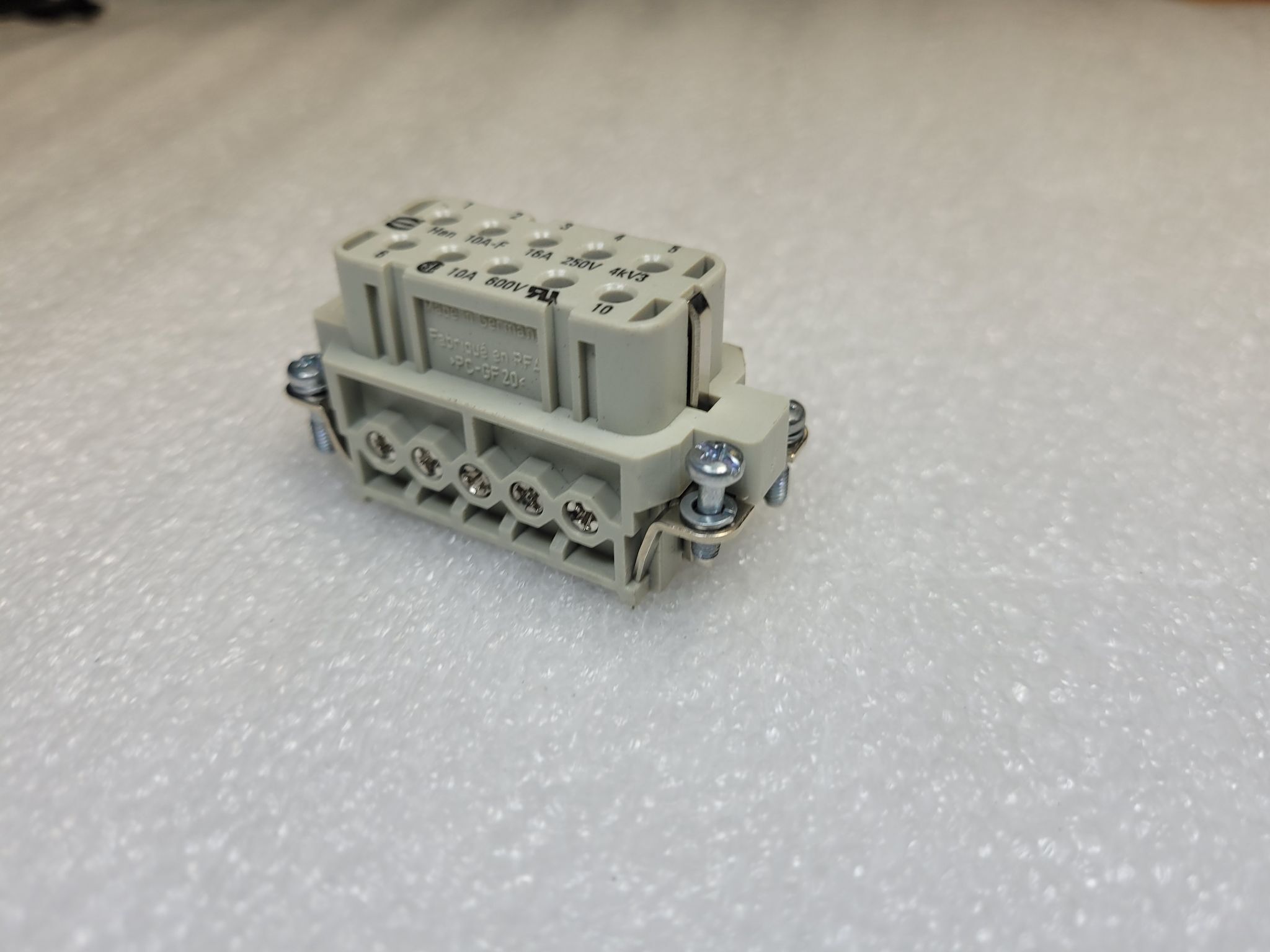 HARTING Han-10A-BU-S Female Connector Insert 10-Pin 16A 250V NEW 1