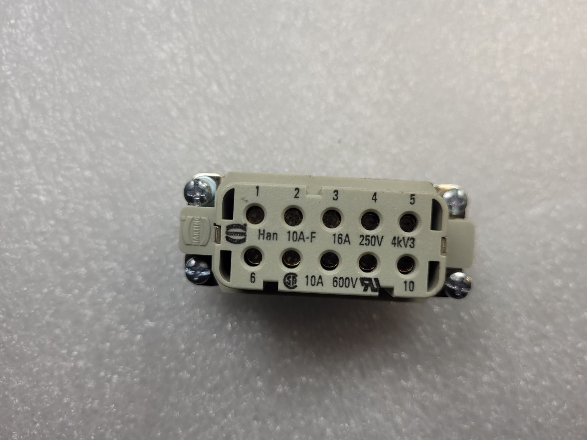 HARTING Han-10A-BU-S Female Connector Insert 10-Pin 16A 250V NEW 2