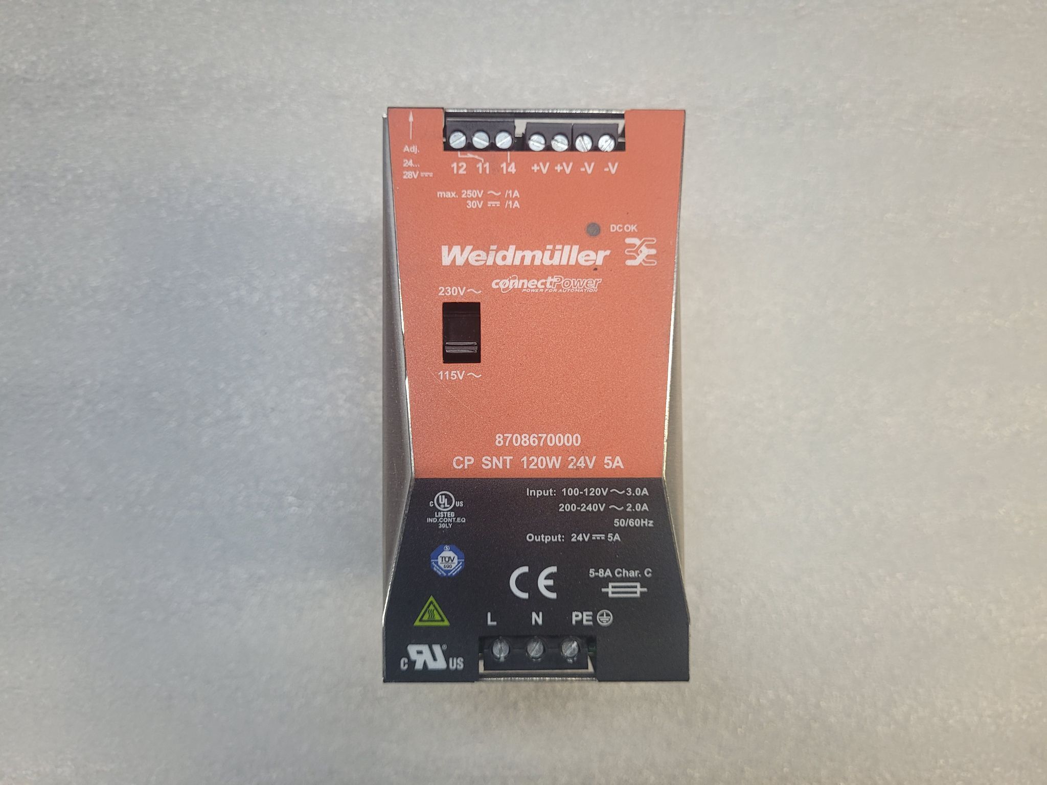 WEIDMULLER 8708670000 DIN Rail Power Supply 24VDC 5A 120W USED 0