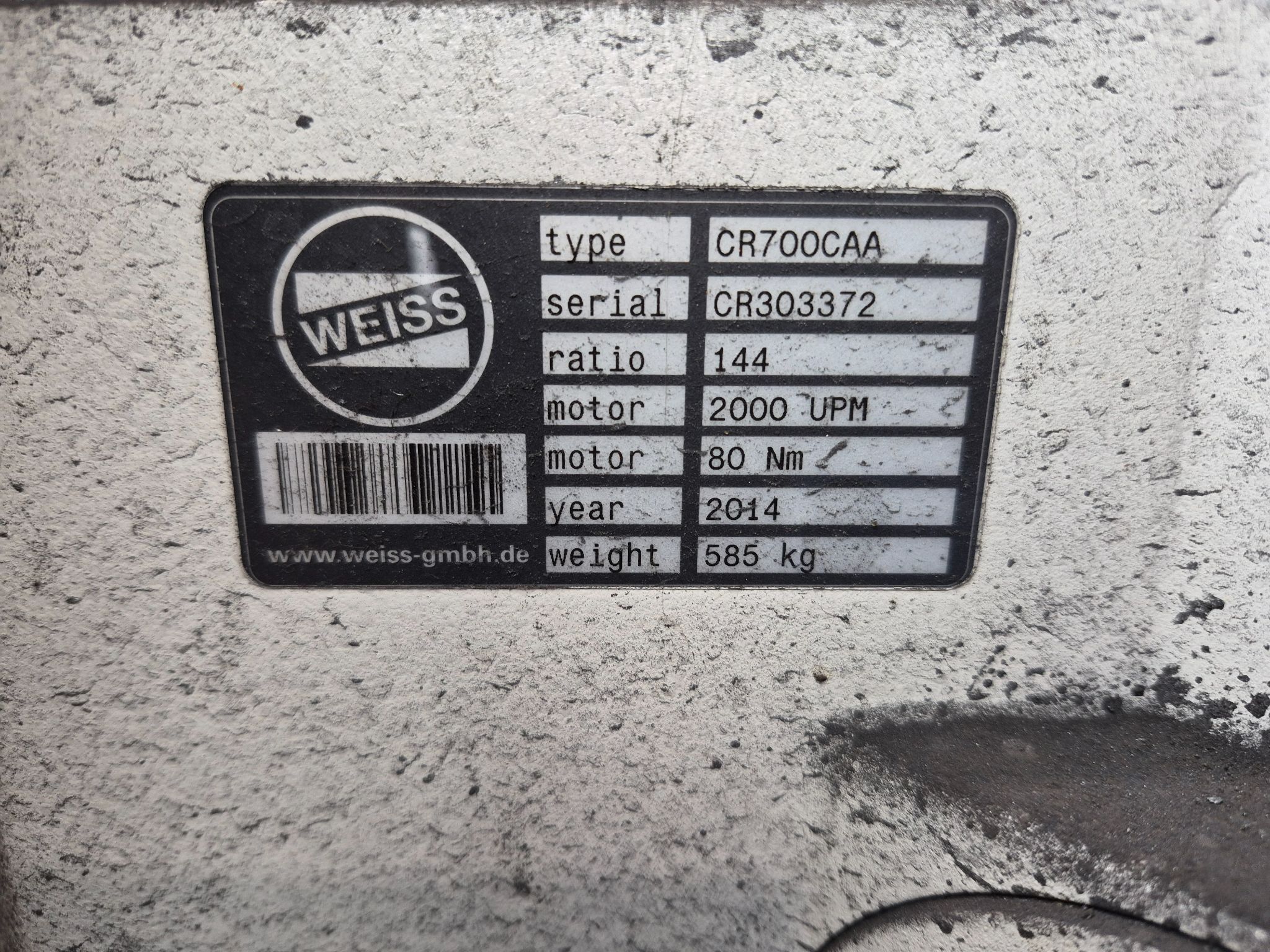 WEISS CR700CAA Heavy-Duty Rotary Indexing Table USED 4