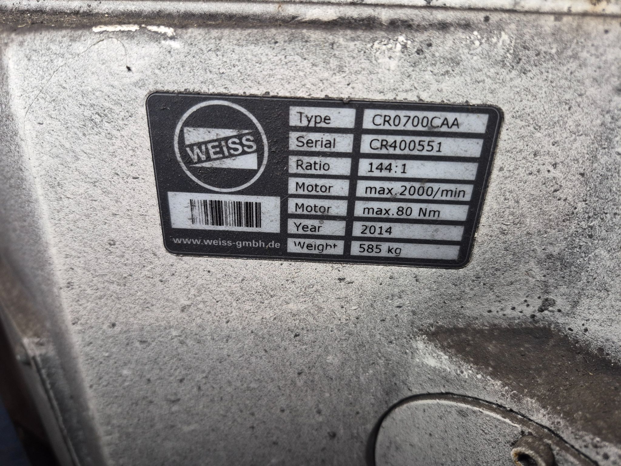 WEISS CR700CAA Heavy-Duty Rotary Indexing Table USED 2