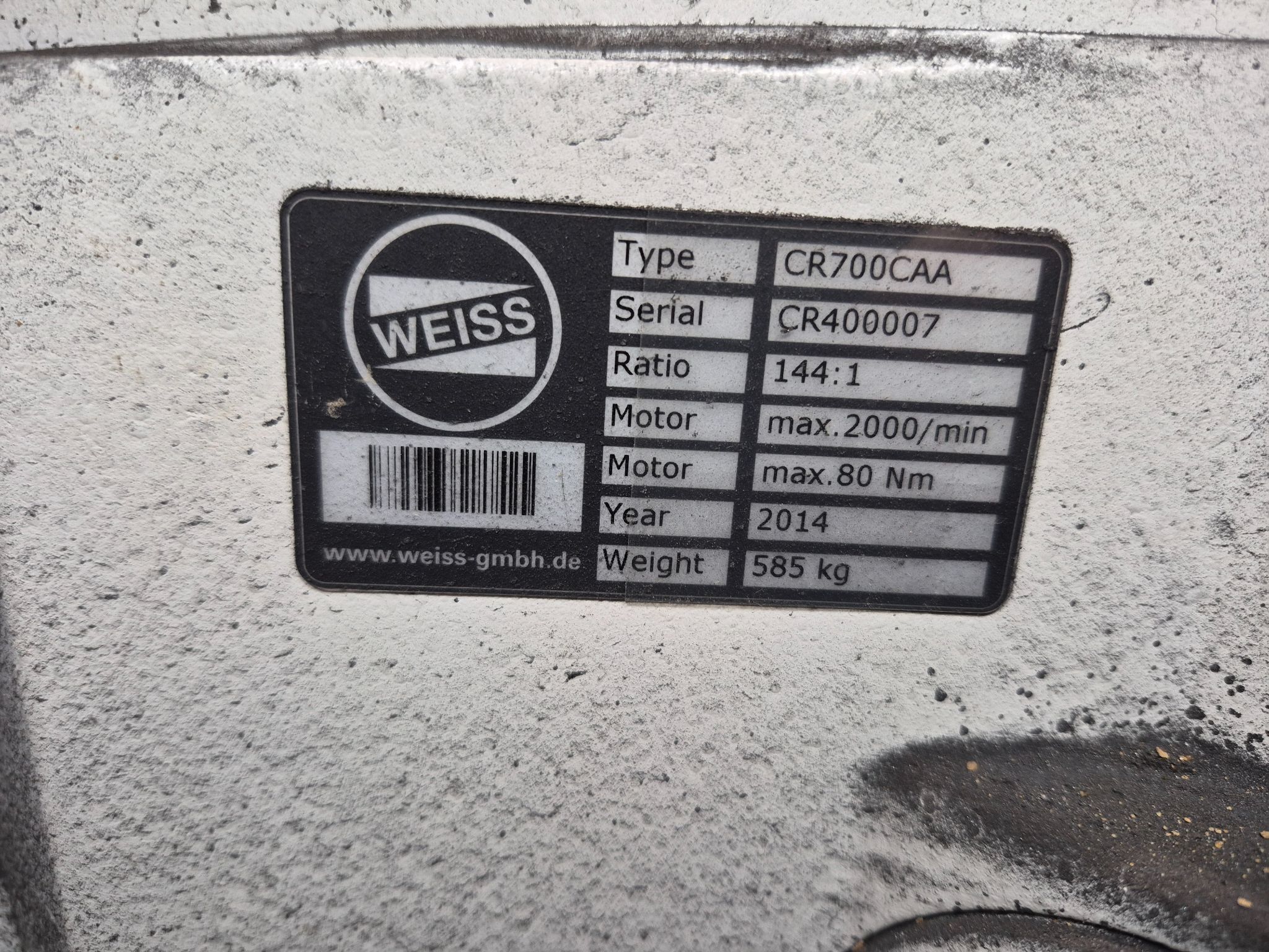 WEISS CR700CAA Heavy-Duty Rotary Indexing Table USED 3