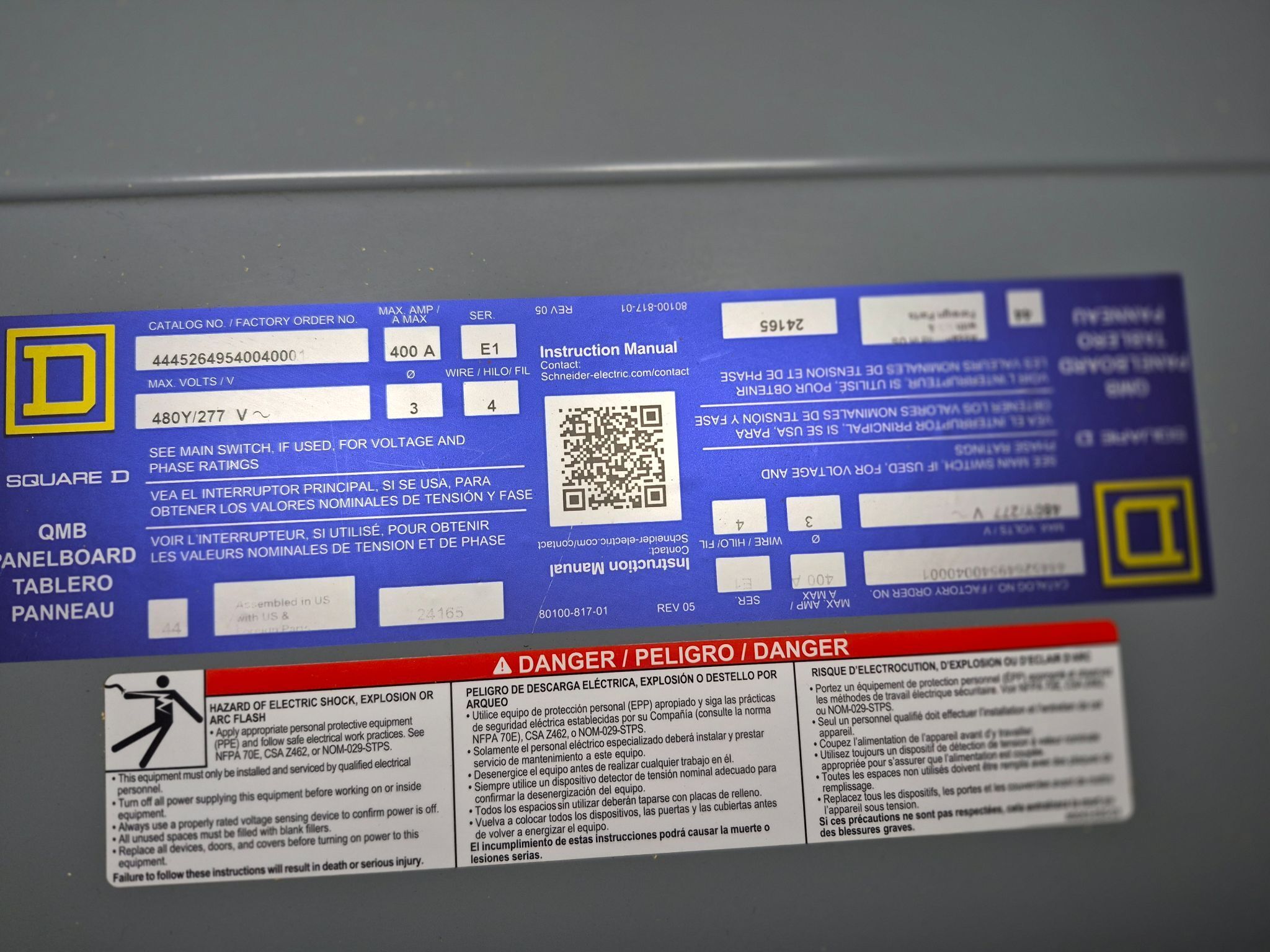SQUARE D 400A QMB Panelboard 480Y/277V (6X60A - 8X30A) NEW 2