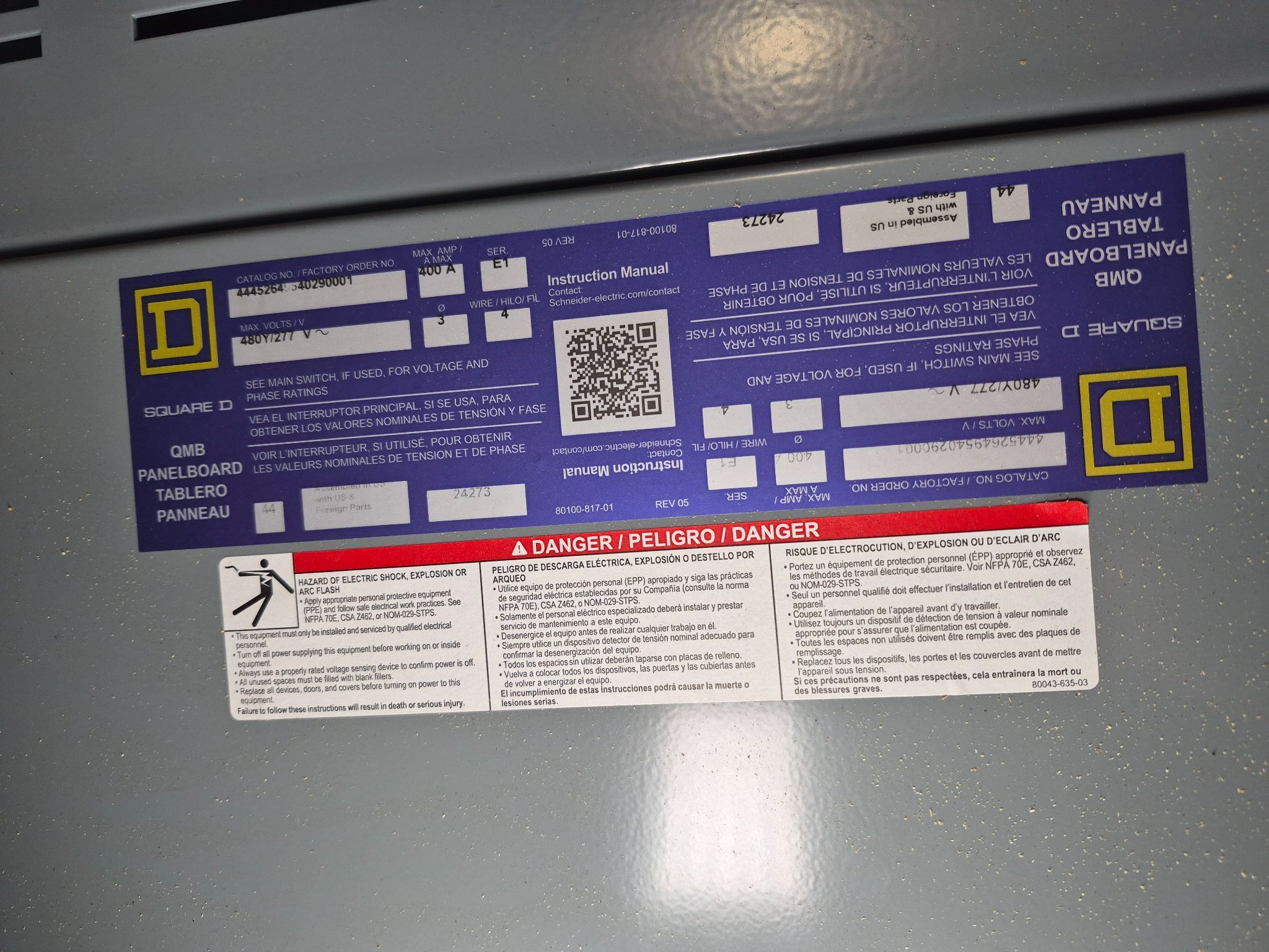 SQUARE D 400A QMB Panelboard 480Y/277V (2X60A - 6X30A) NEW 2