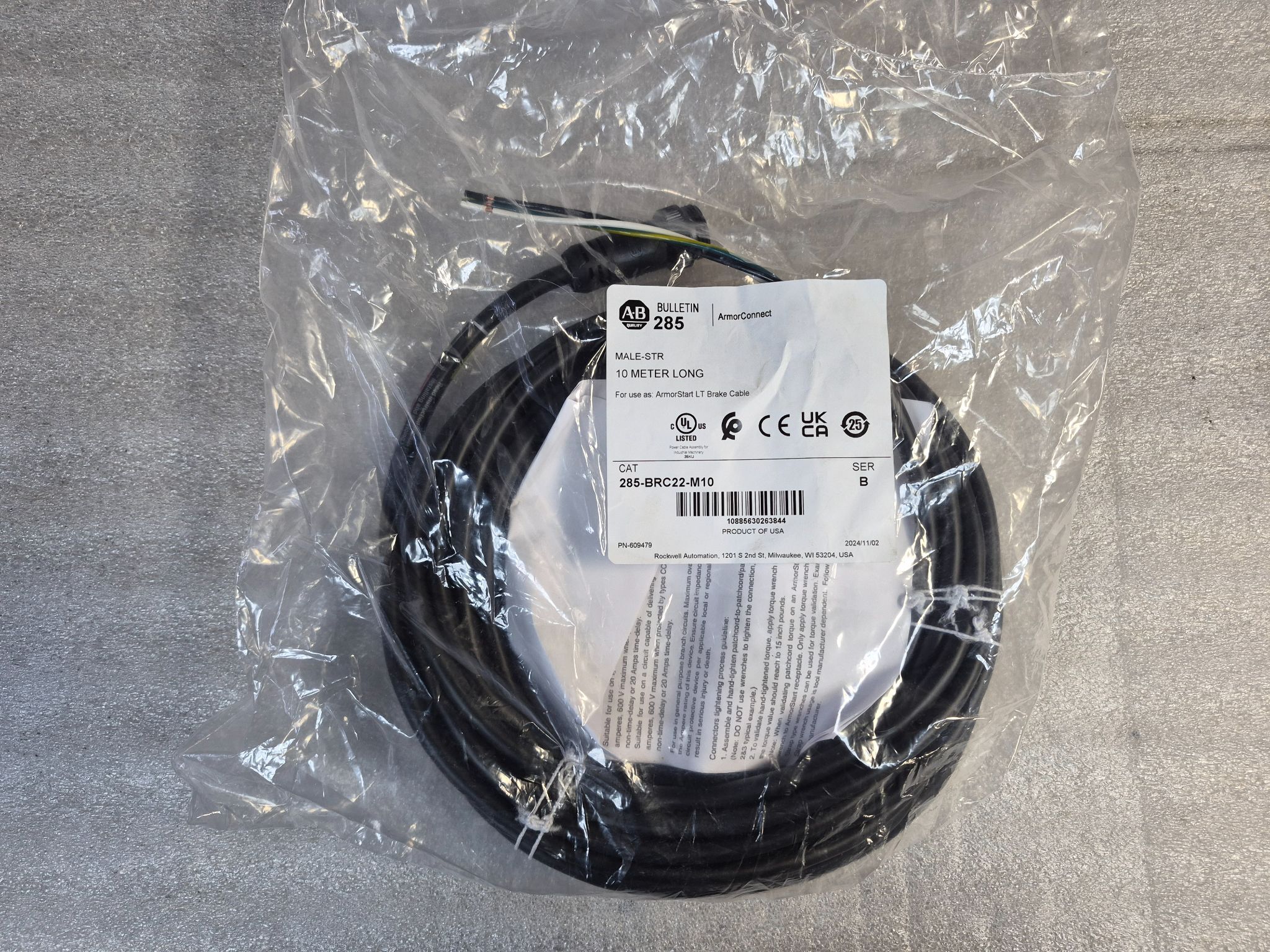 ALLEN BRADLEY 285-BRC22-M10/B ArmorStart LT Brake Cable (10m) NEW 0