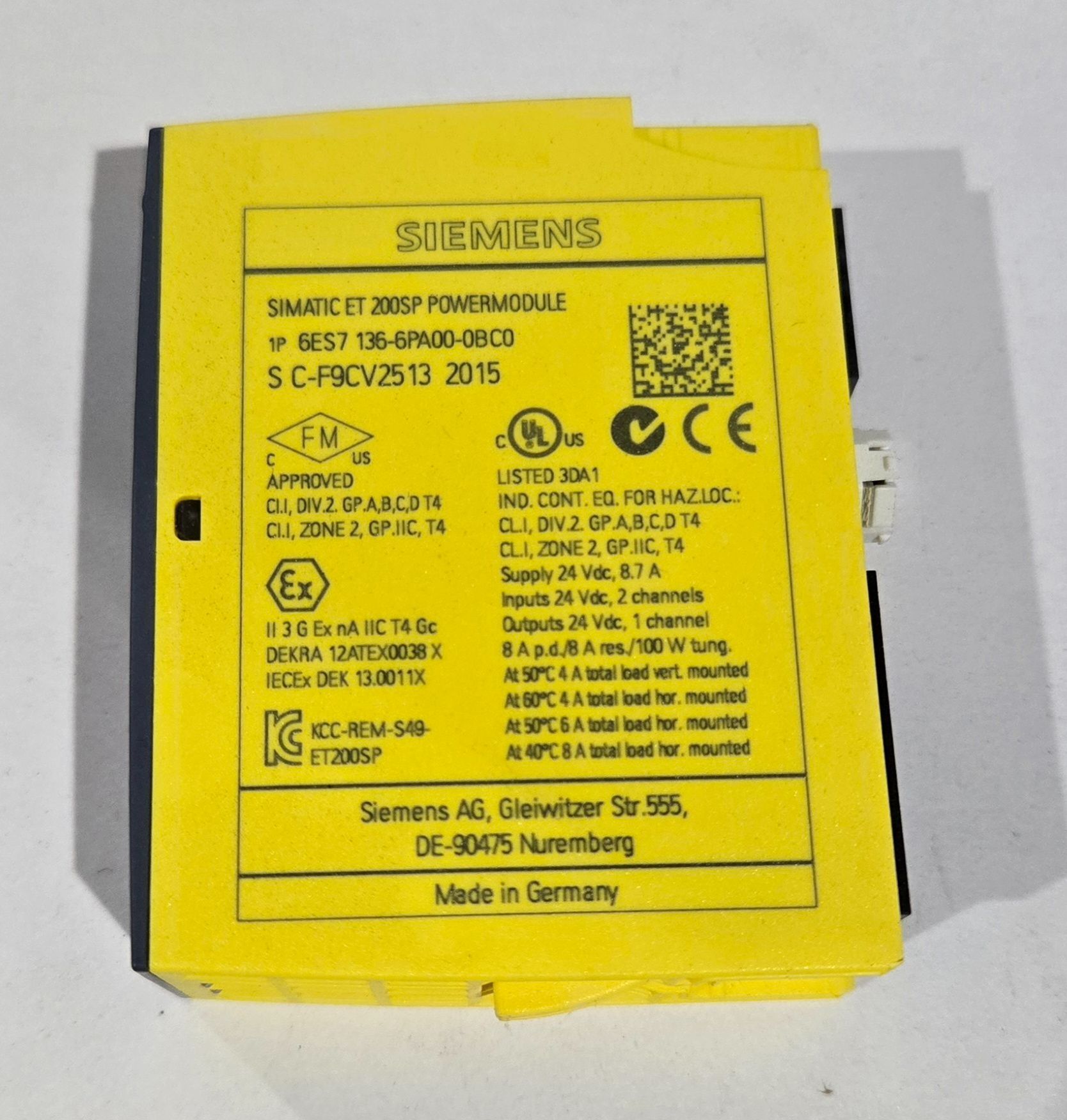 SIEMENS 6ES7136‑6PA00‑0BC0 SIMATIC ET 200SP PowerModule USED 2