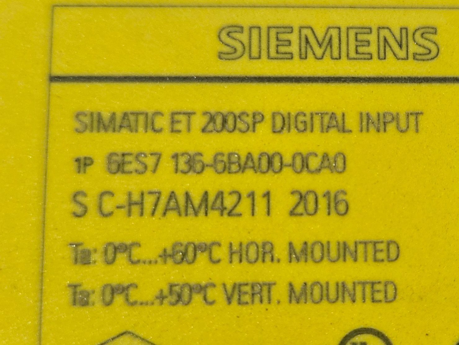 SIEMENS 6ES7 136‑6BA00‑0CA0 SIMATIC ET 200SP Digital Input Module USED 3