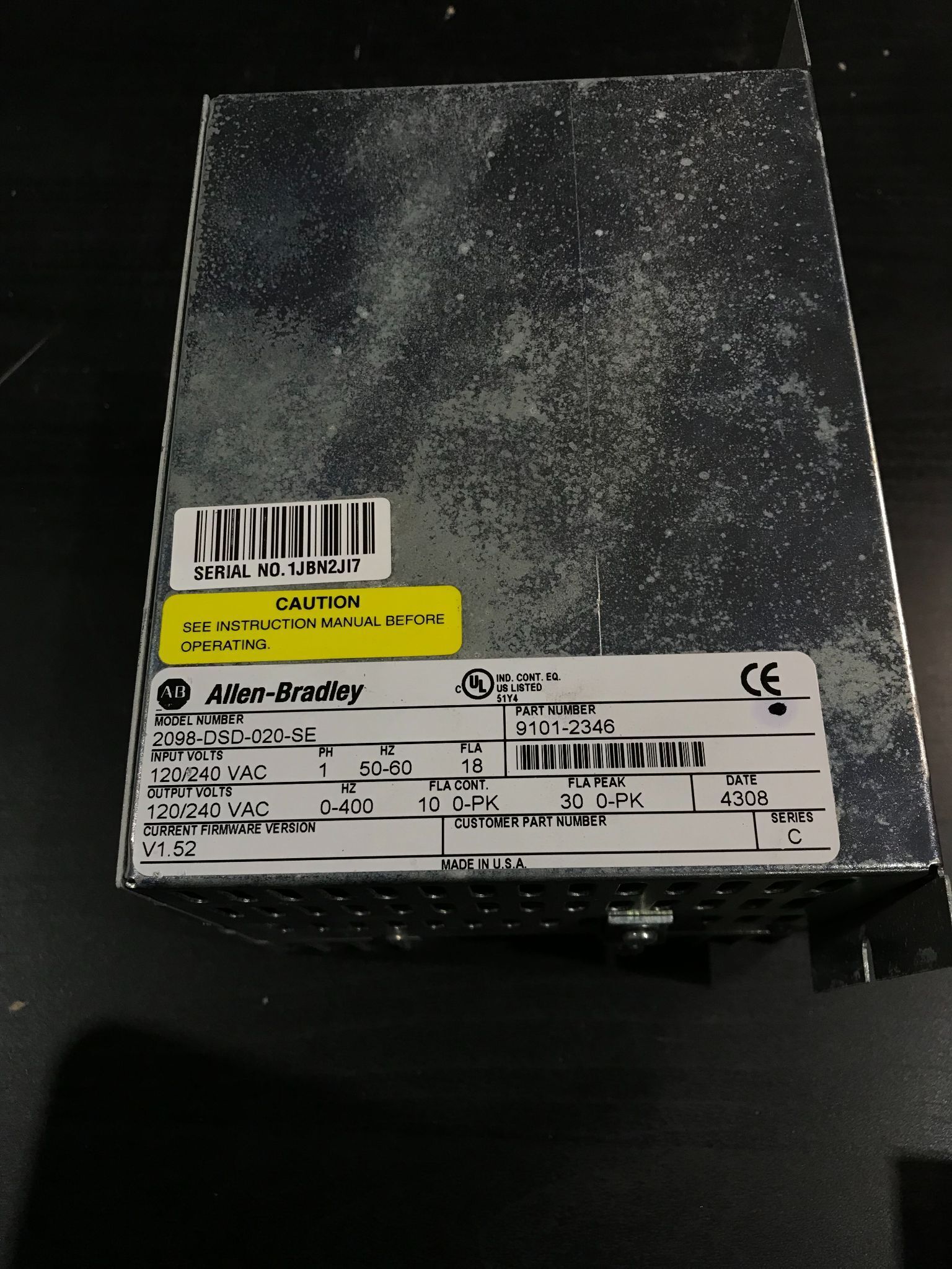 ALLEN BRADLEY KINETIX ULTRA 3000 2098-DSD-020-SE Servo Drive Ser. C USED 2