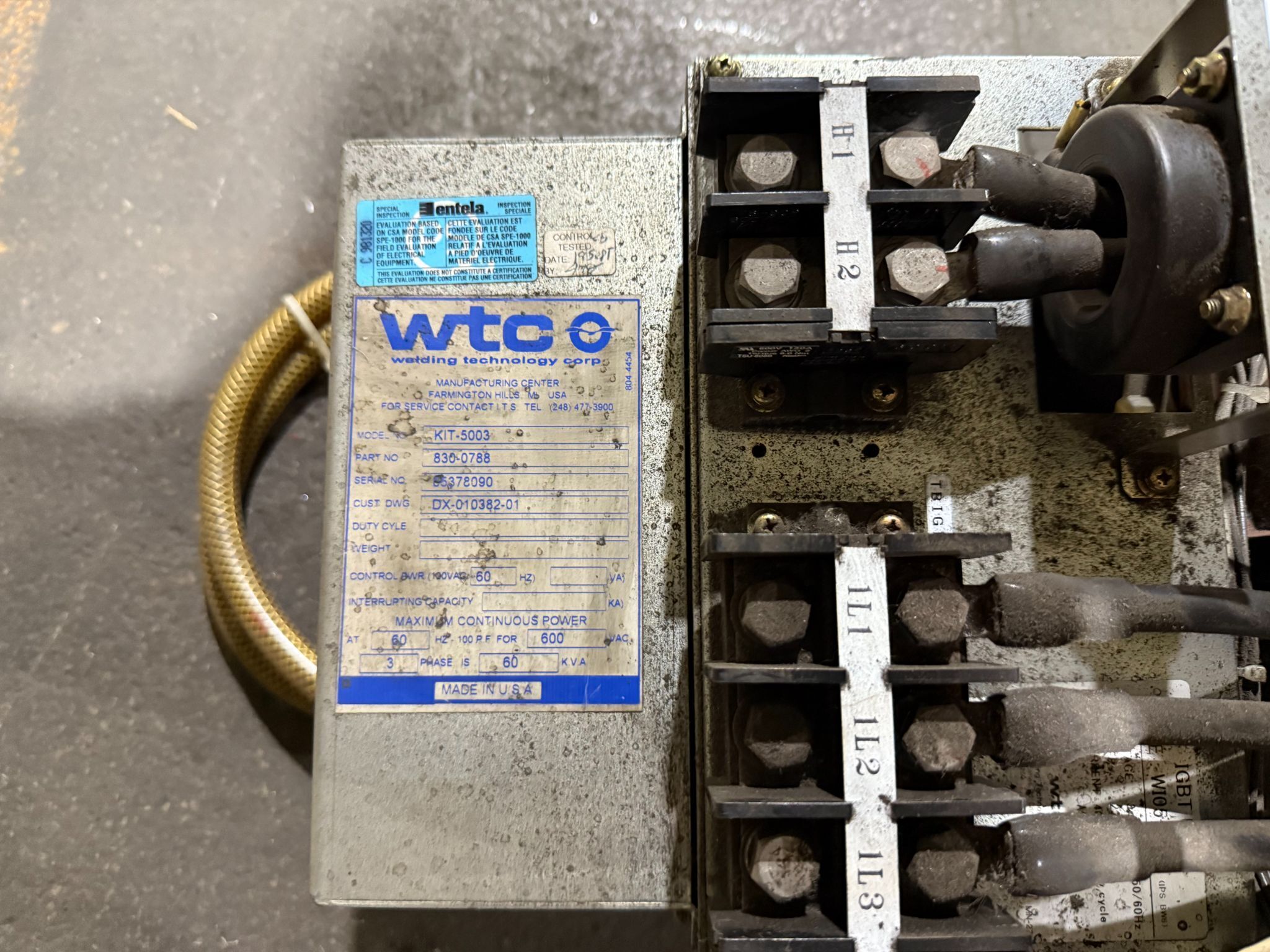 WTC WI05-I44A Welding Control Unit 575V, 3PH, 230 KVA, 400A USED 5