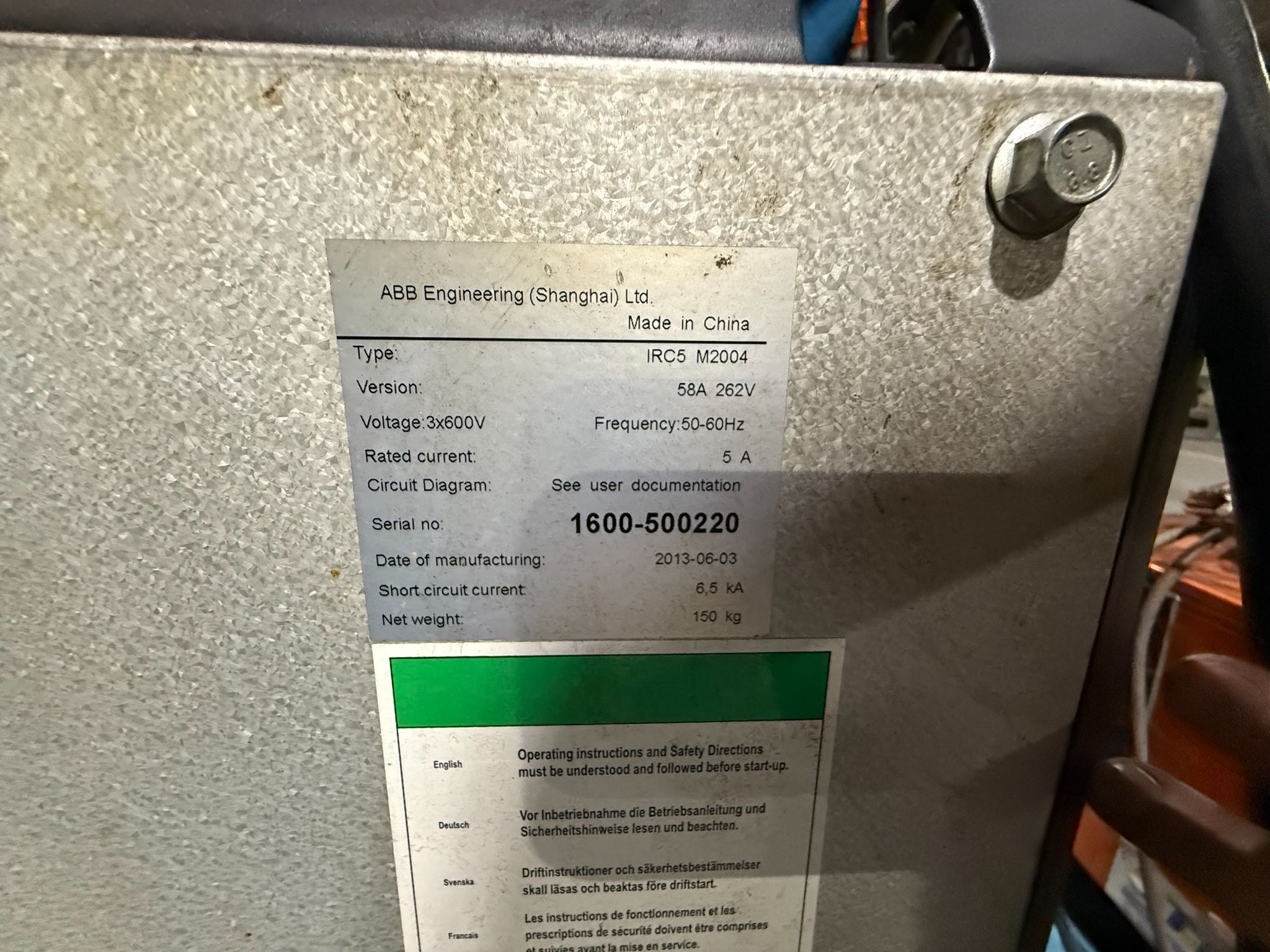 ABB Single IRB1600 Mig Cell w/ IRC5 Controls USED AS-IS 14