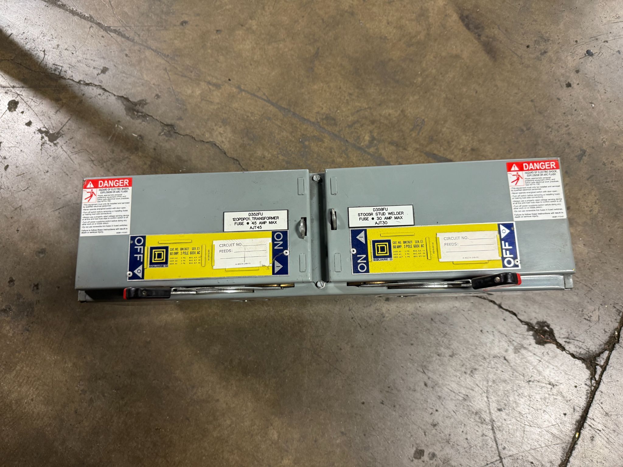 SQUARE D QMJ362T 60A 600V Fusible Branch Switch USED 0