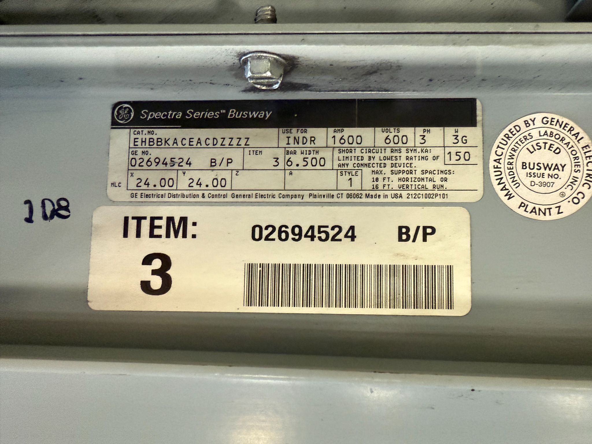 GE 1600A Spectra Series Copper Expansion Joint 600V, 3PH, 3G, INDR USED 5