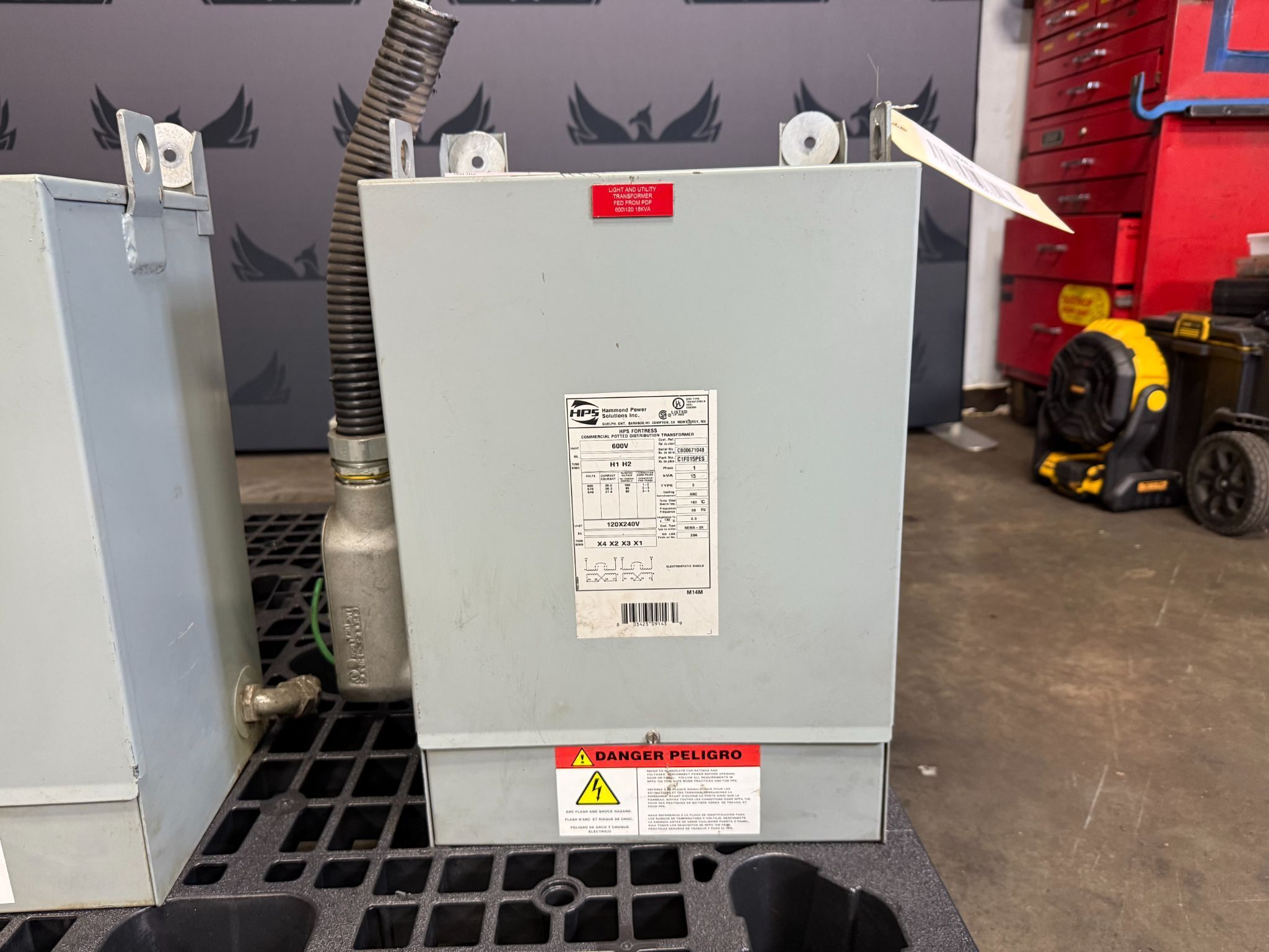 HPS C1F015PES Transformer 600V - 120 x 240V, 1 Ph, 15 kVa USED 0