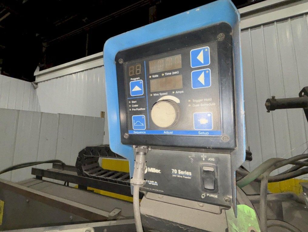 144" GOURAN /LINDE SEAM WELDER WITH MILLER INVISION #456P POWER USED 21