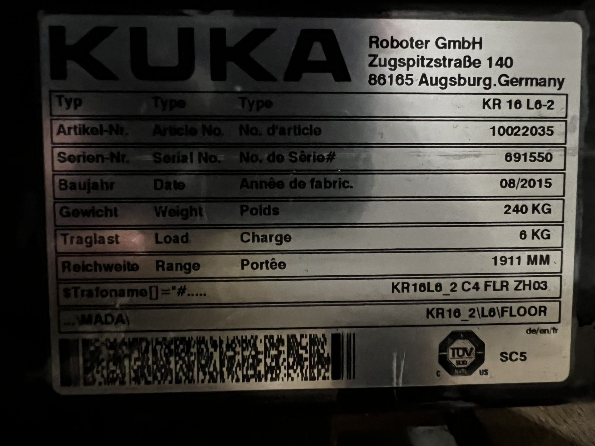 KUKA KR16 L6-2 w/ KR C4 Controls & TT3A Reamer NEW 10