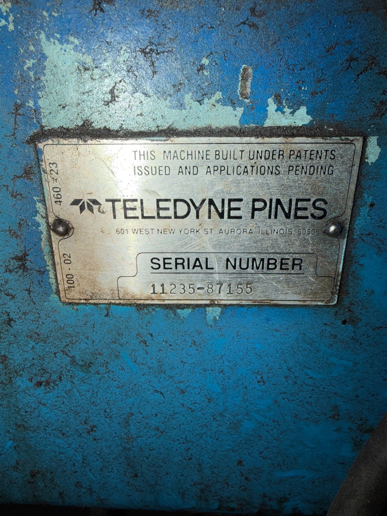 1987 TELEDYNE PINES MODEL #2 HYDRAULIC TUBE AND PIPE BENDER; USED 7