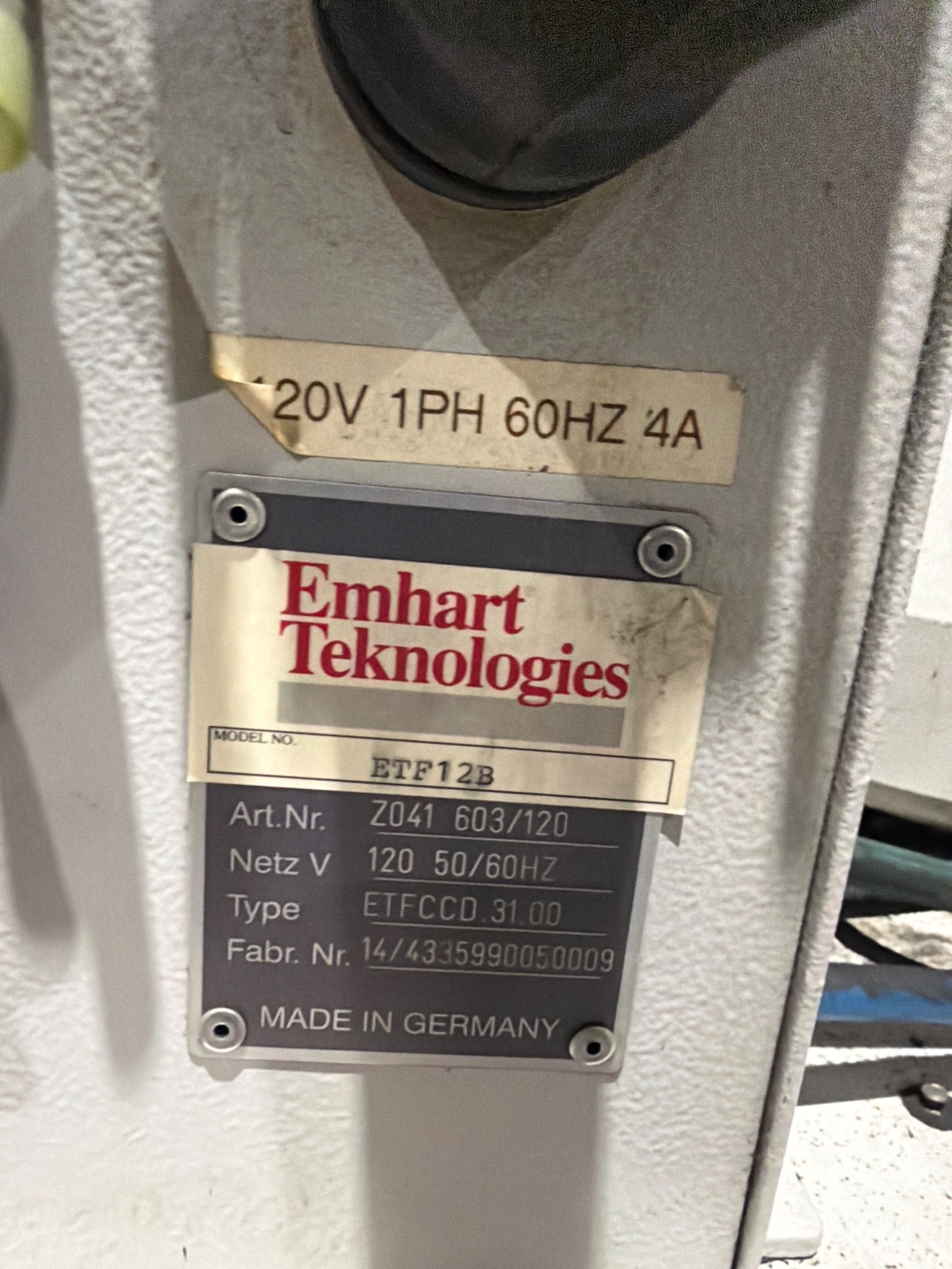 EMHART TEKNOLOGIES ETF12B Stud Welder USED 2
