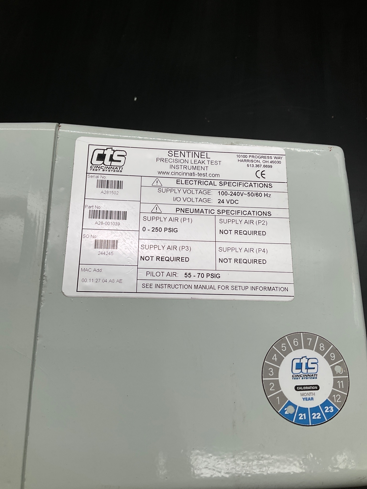 CTS Sentinel A28‑001039 Precision Leak Test Instrument USED 2