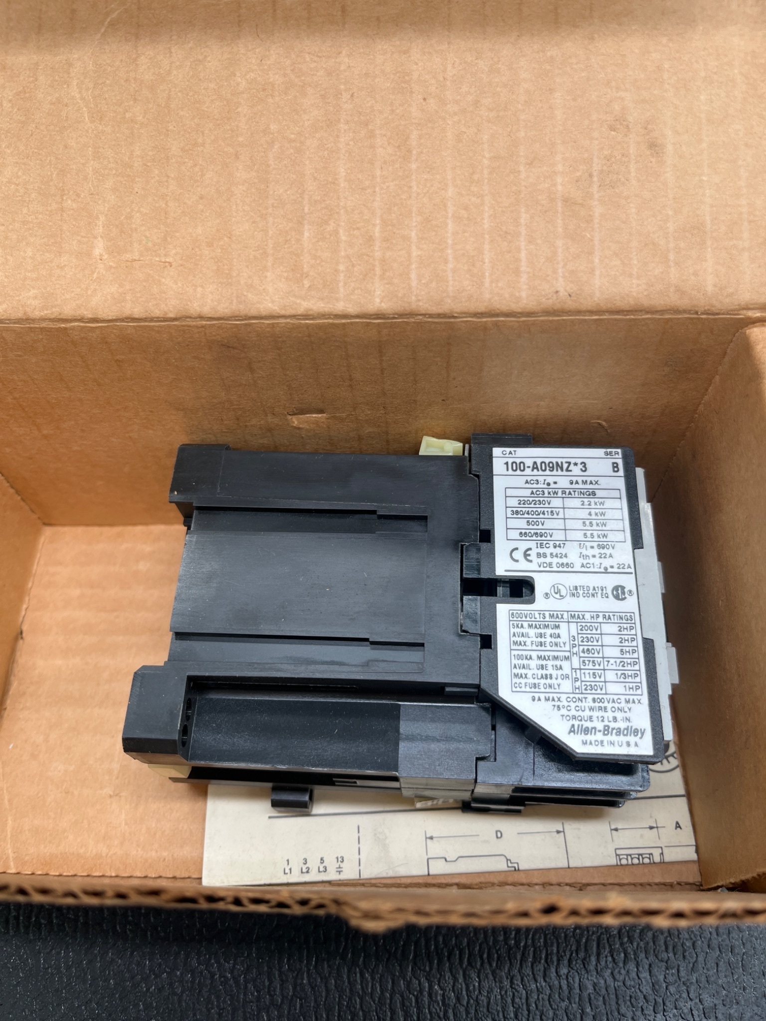 ALLEN BRADLEY 100‑A09NZ243 24V DC Contactor NEW 2