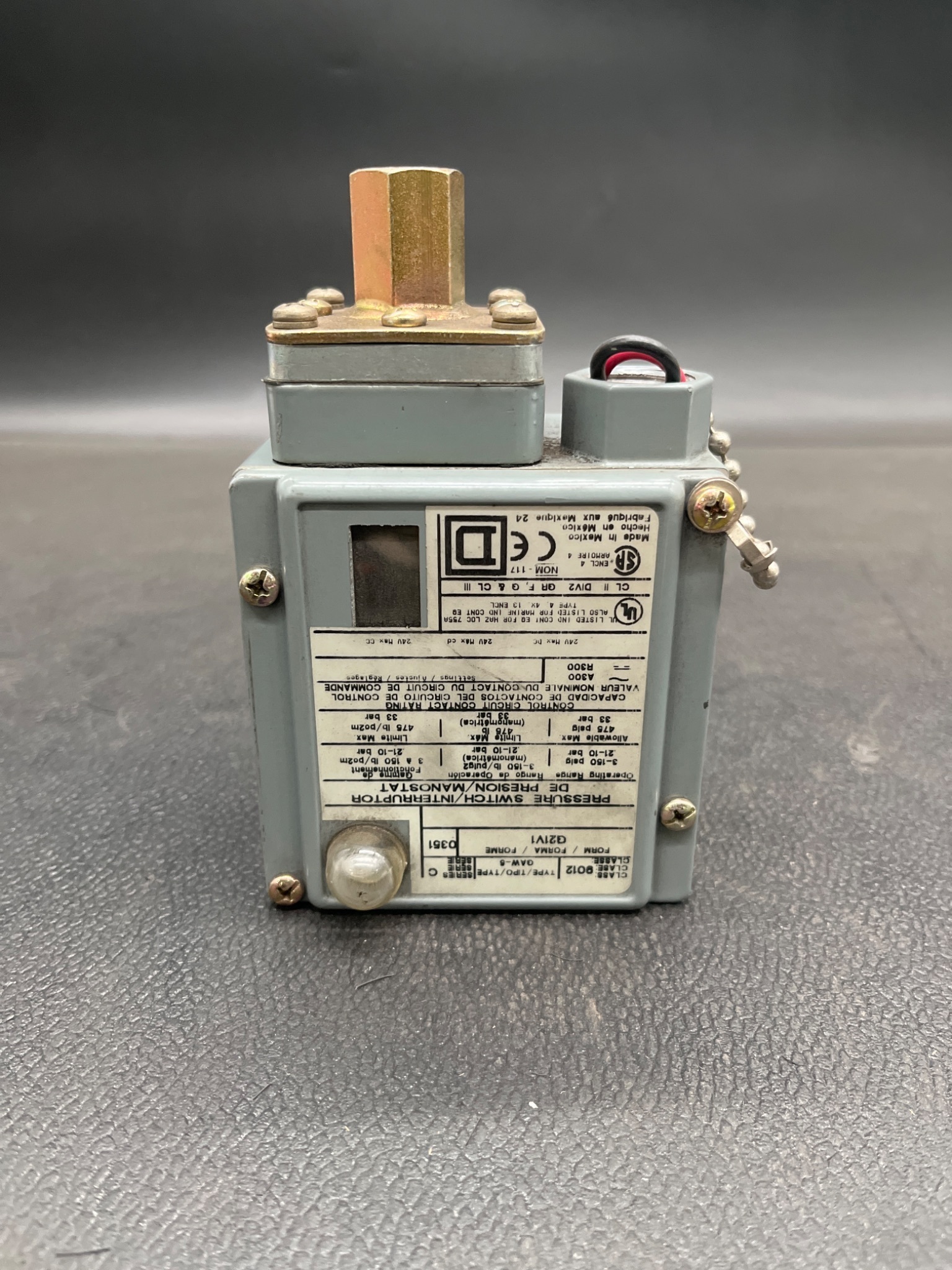SQUARE D 9012‑GAW‑5 Adjustable Pressure Switch USED 0