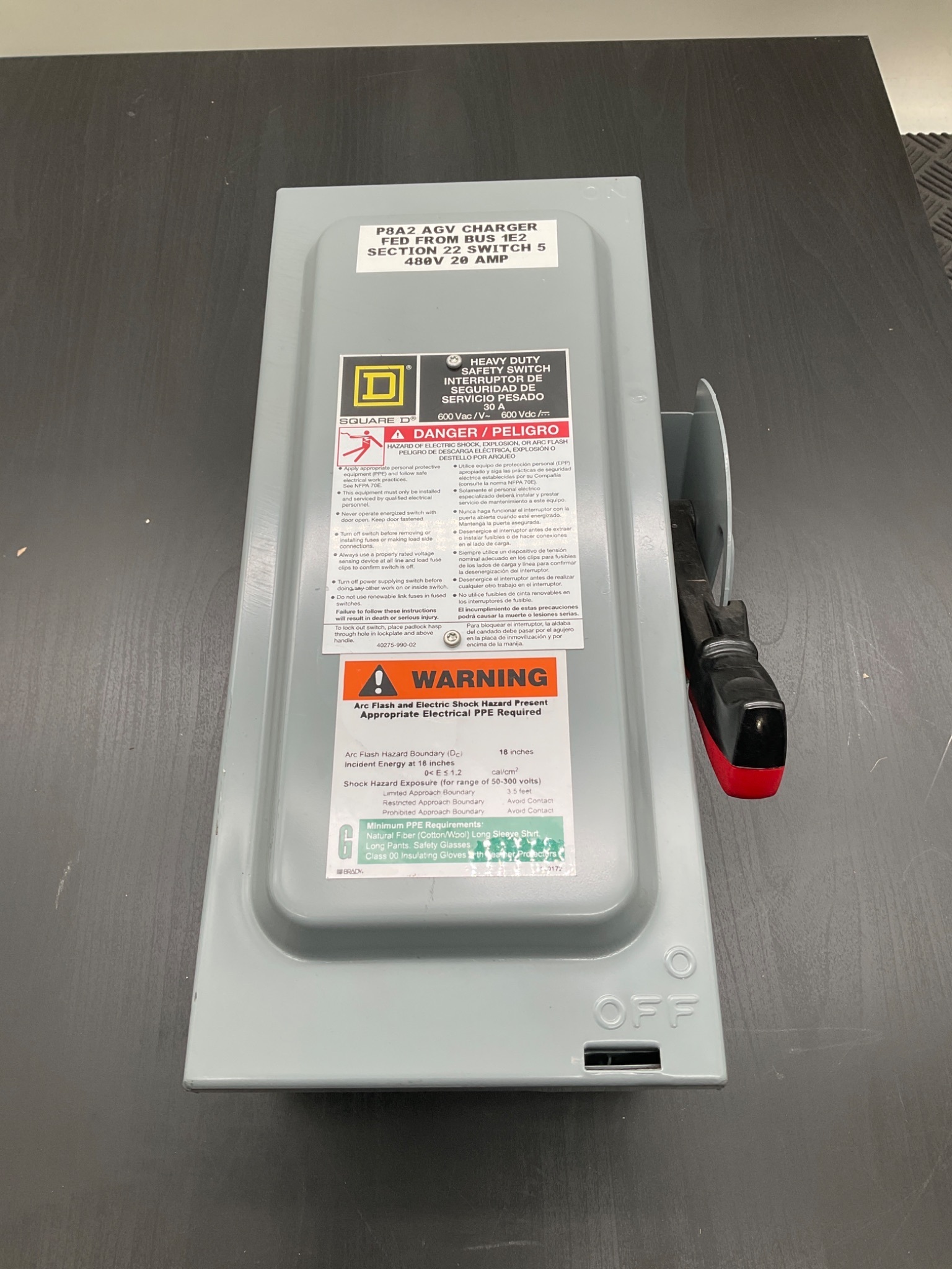 SQUARE D HU361 30A 600V Non‑Fusible Disconnect Switch USED 3
