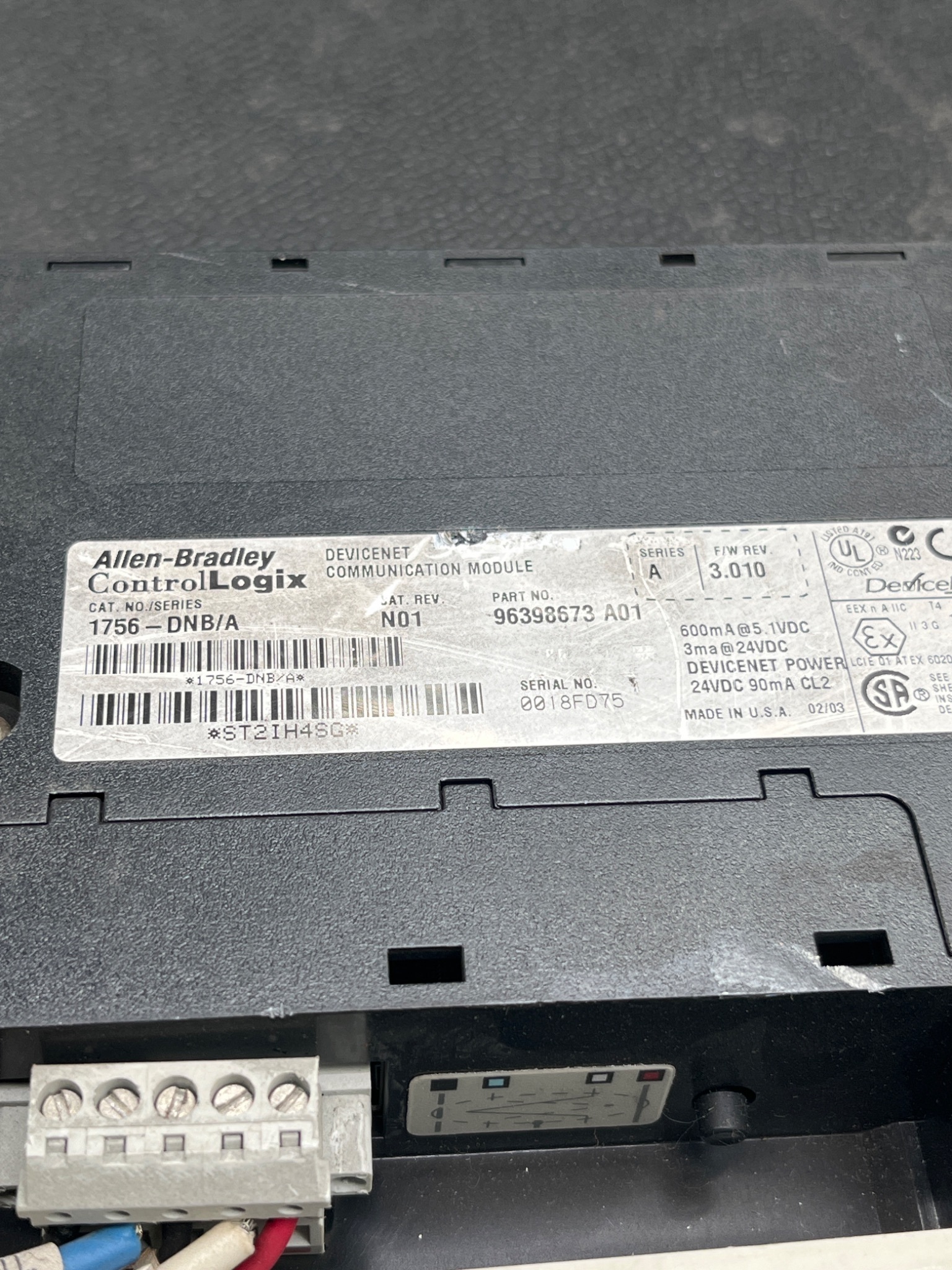 ALLEN BRADLEY 1756-DNB DeviceNet Communication Module USED 4