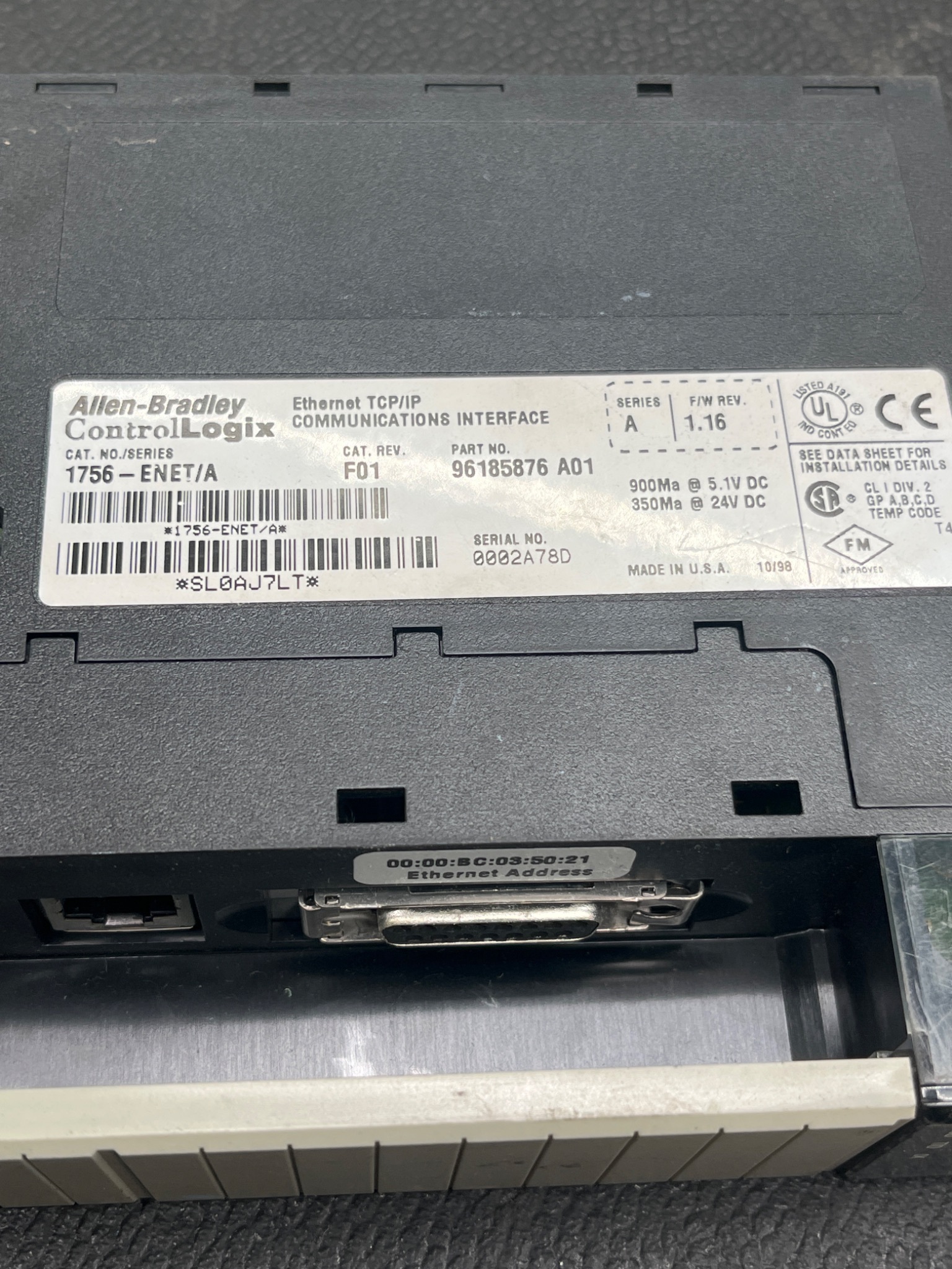ALLEN BRADLEY 1756-ENET Ethernet TCP/IP Communications Interface USED 4