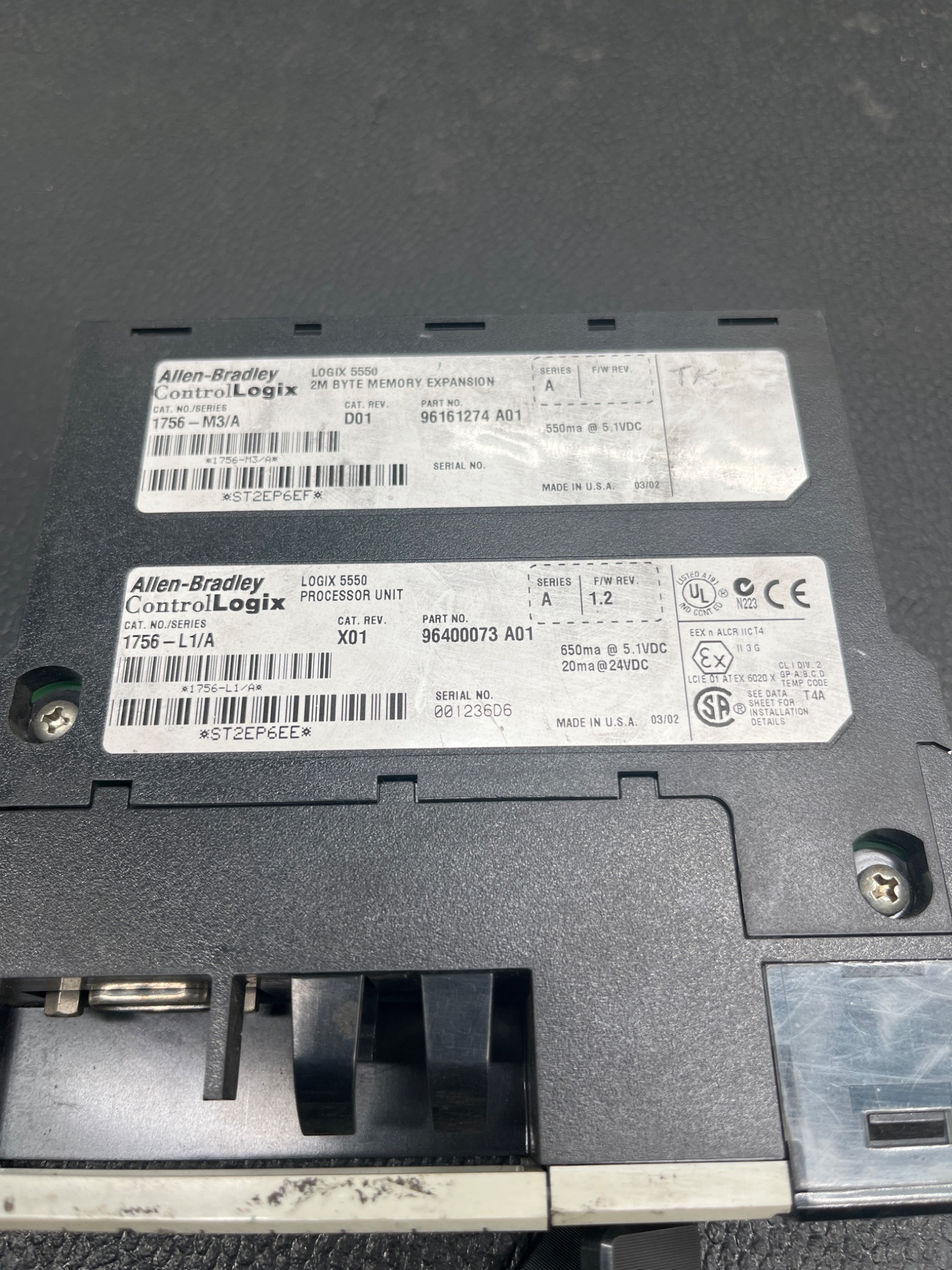 ALLEN BRADLEY 1756-L1 ControlLogix 5550 Processor Unit w/ 2MB Expansion USED 4