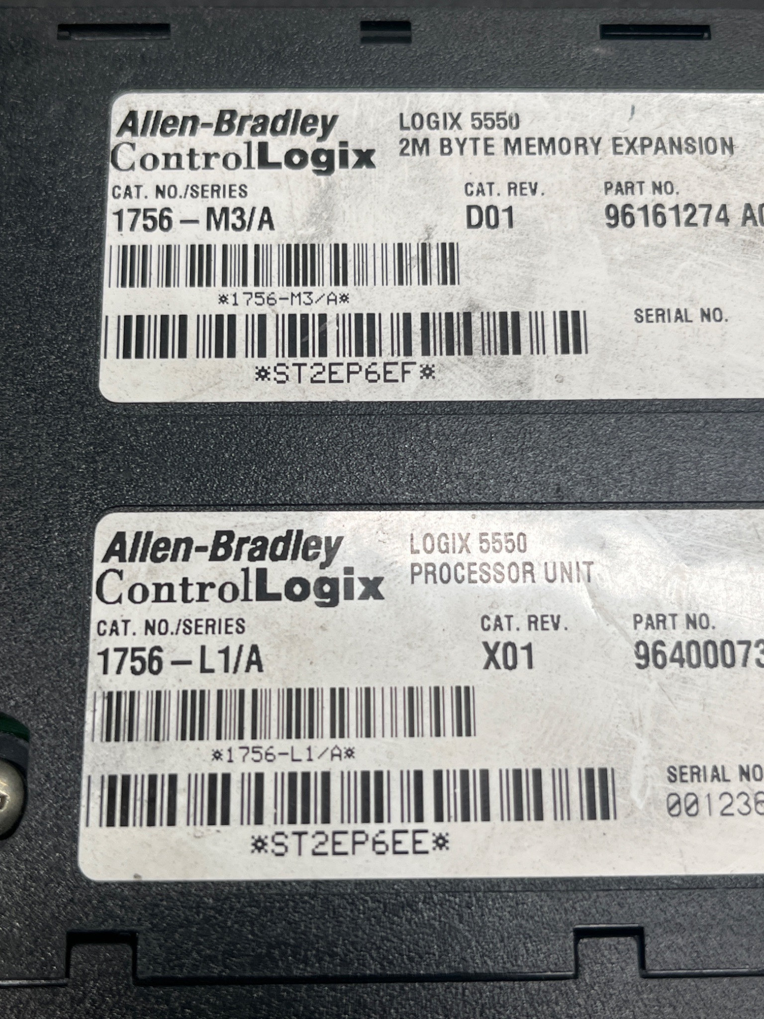 ALLEN BRADLEY 1756-L1 ControlLogix 5550 Processor Unit w/ 2MB Expansion USED 5