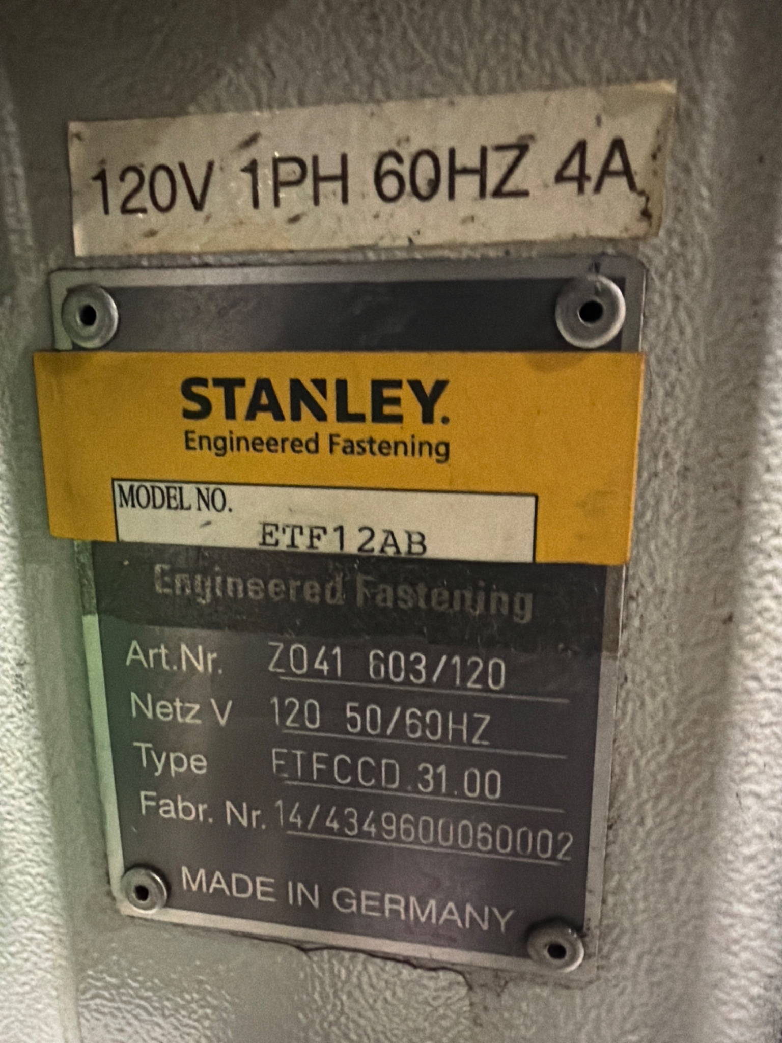 EMHART ETF12AB Stud Welder USED 5