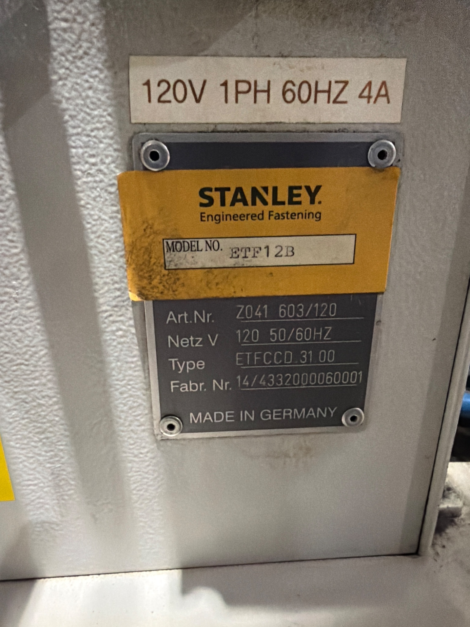 EMHART ETF12B Stud Welder USED 5