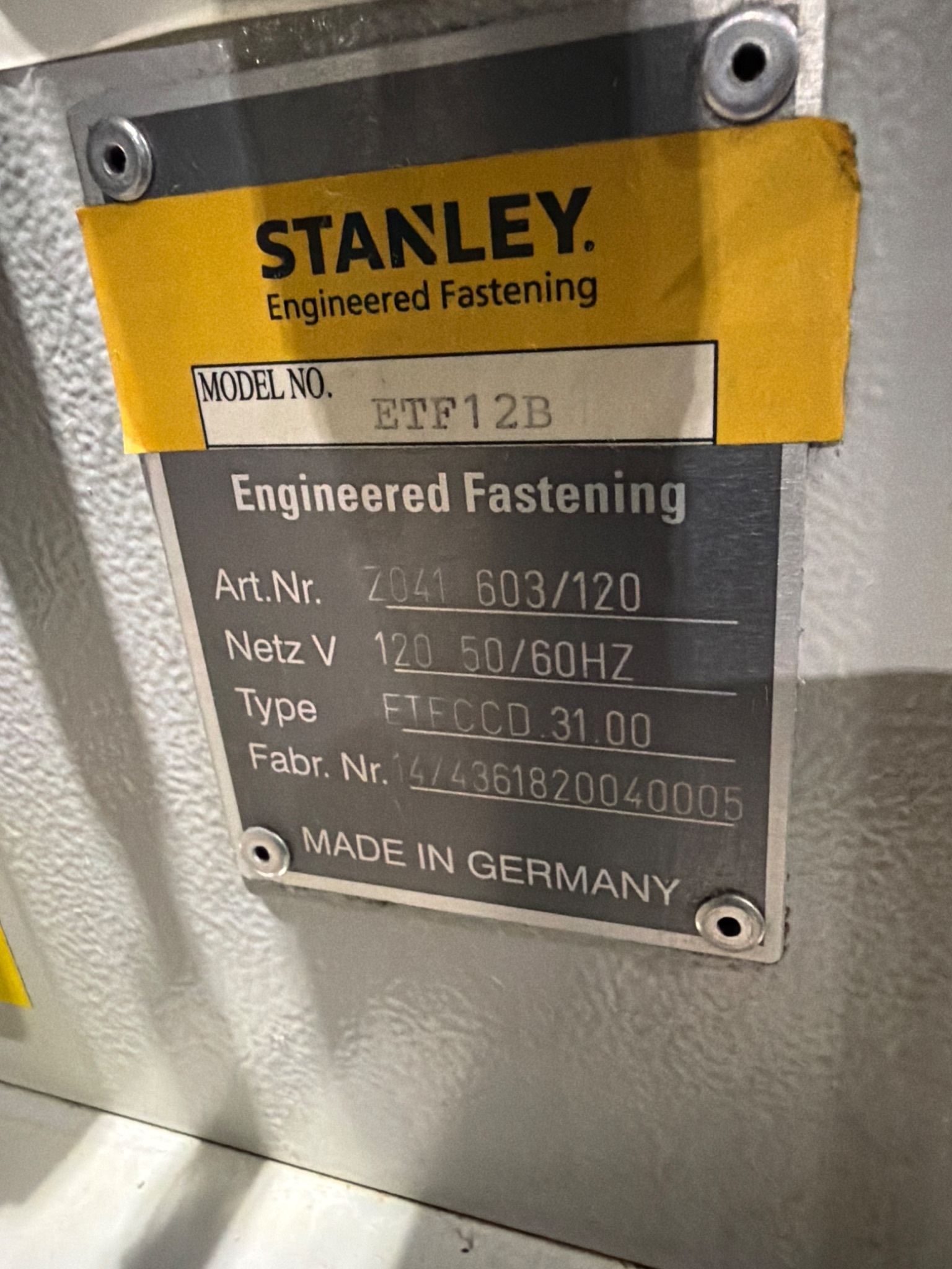 EMHART ETF12B Stud Welder USED 4