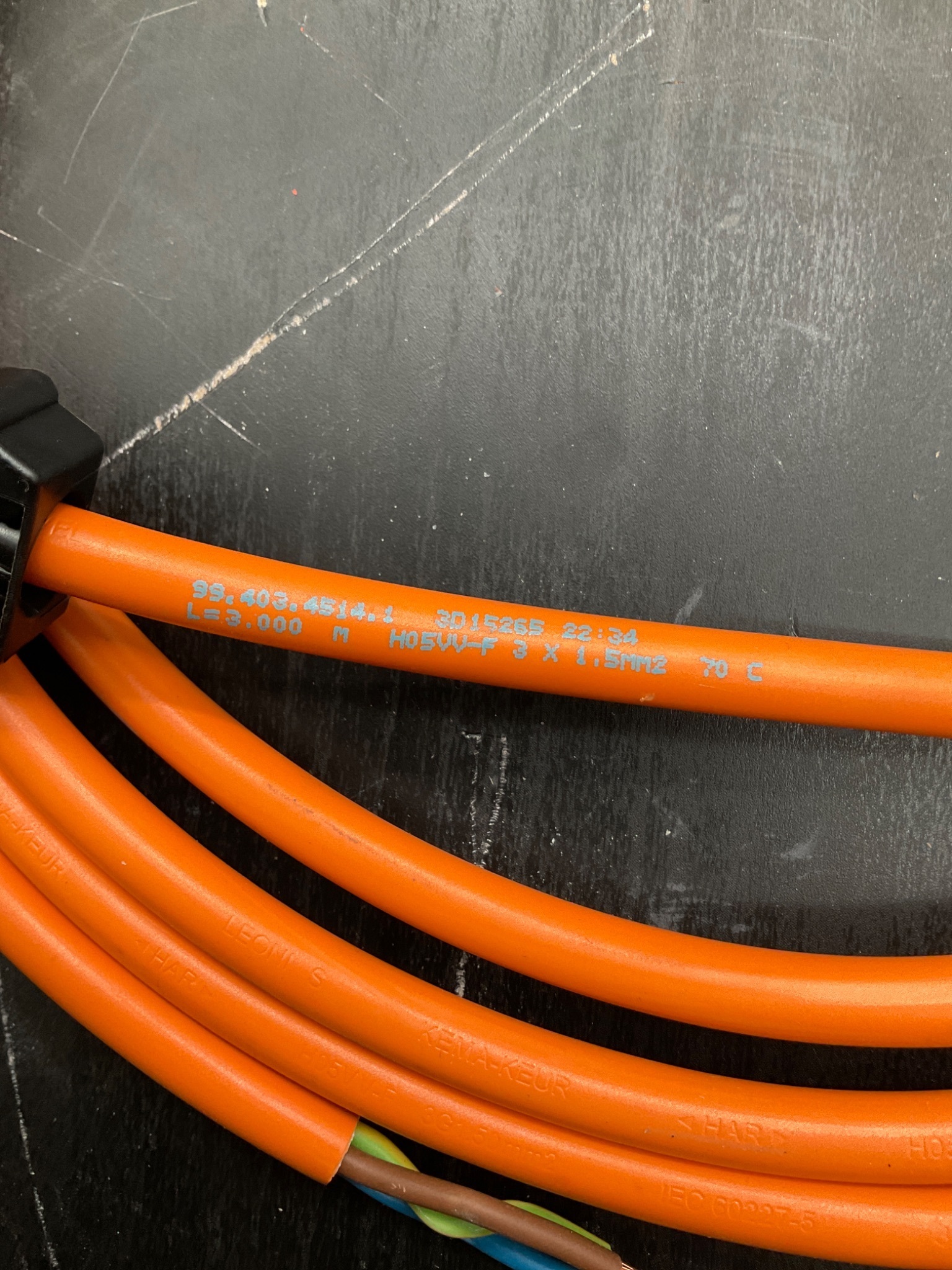 WIELAND GST1813K1B WIRING HARNESS AND 3 POLE CONNECTOR; NEW 6