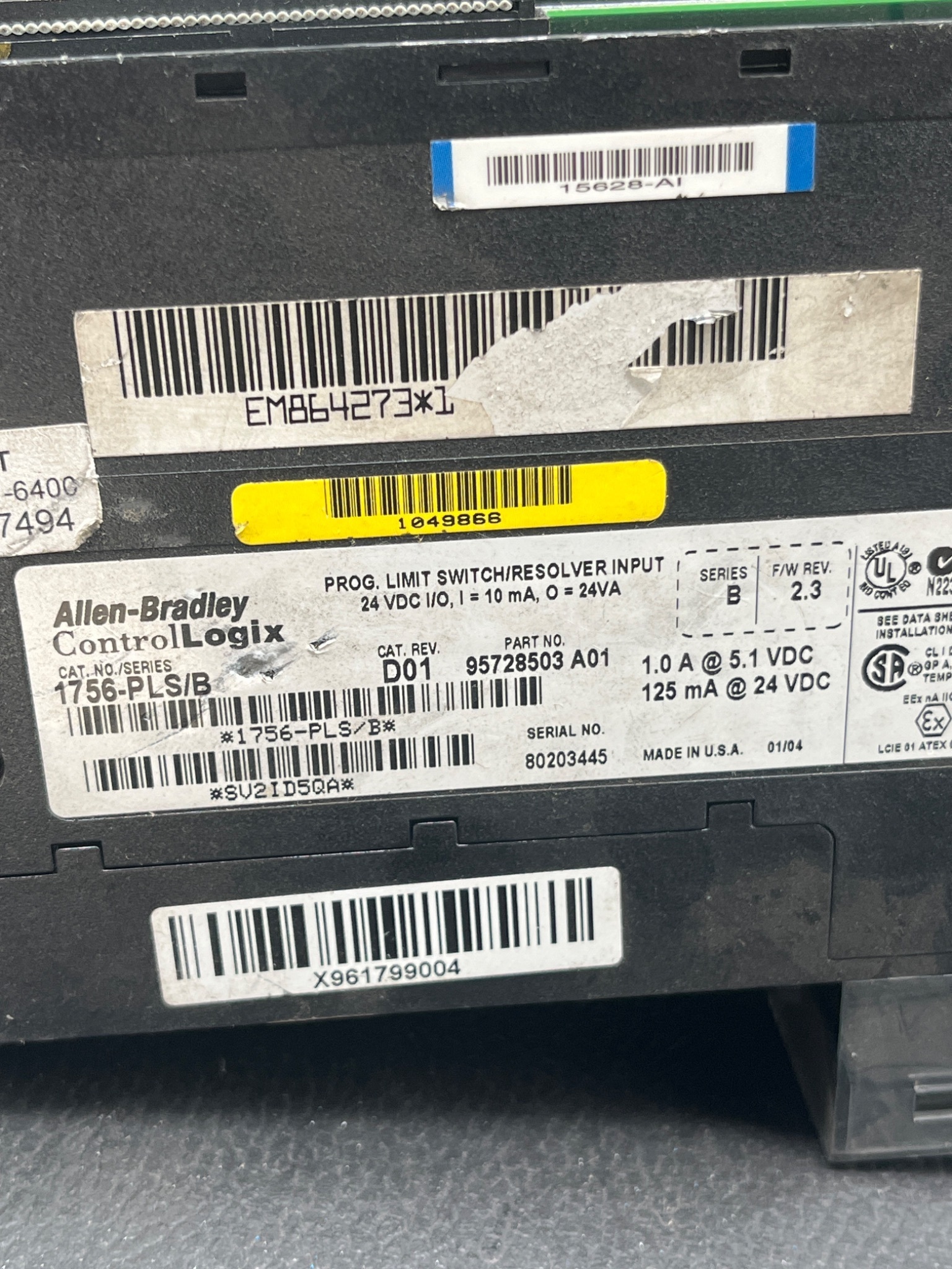 ALLEN BRADLEY 1756 PLS B CONTROLLOGIX PROGRAMMABLE LIMIT SWITCH MODULE USED 5